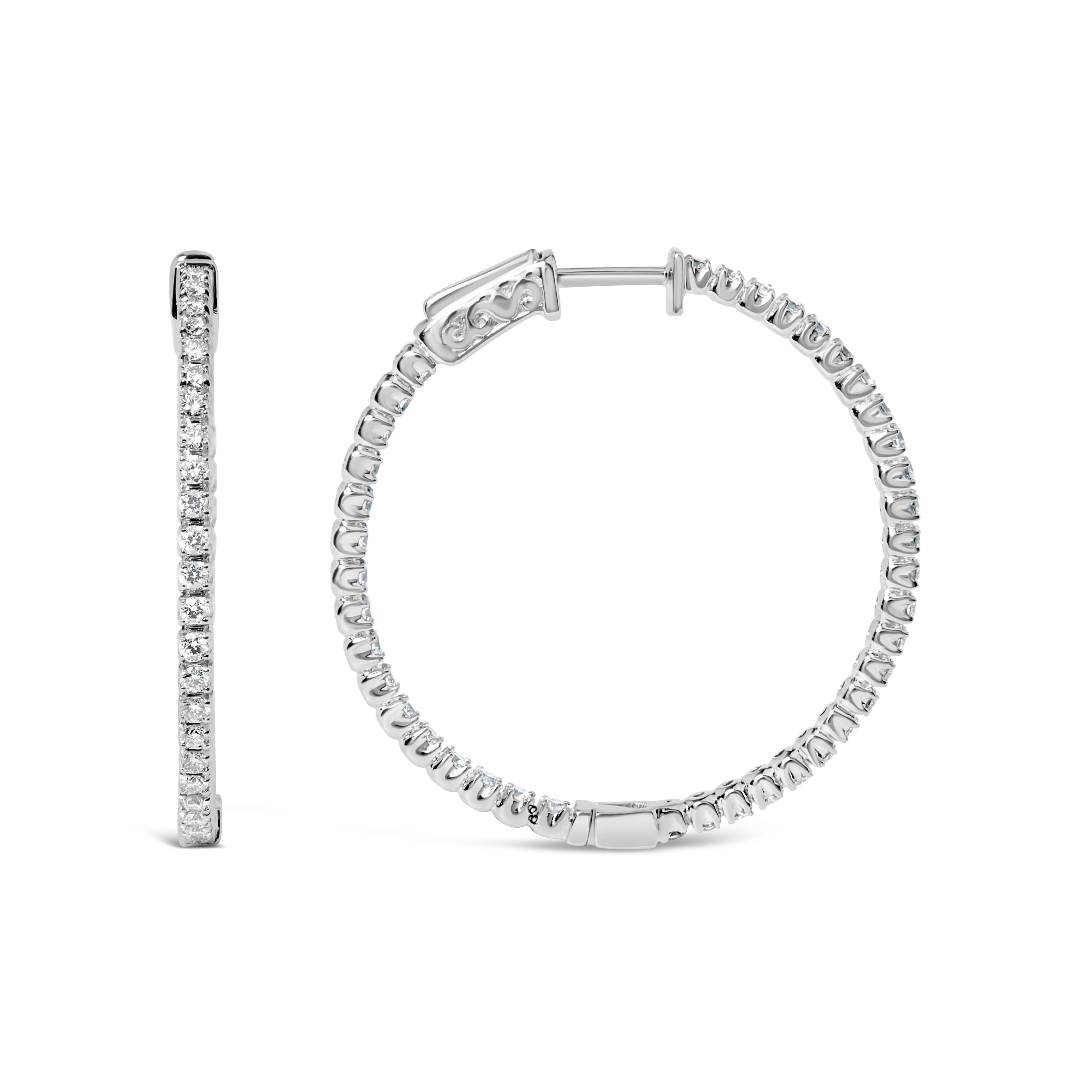14K White Gold 1 1/2 Cttw Lab Grown Diamond Inside Out Hoop Earrings (G-H Color, VS2-SI1 Clarity) - Image 4