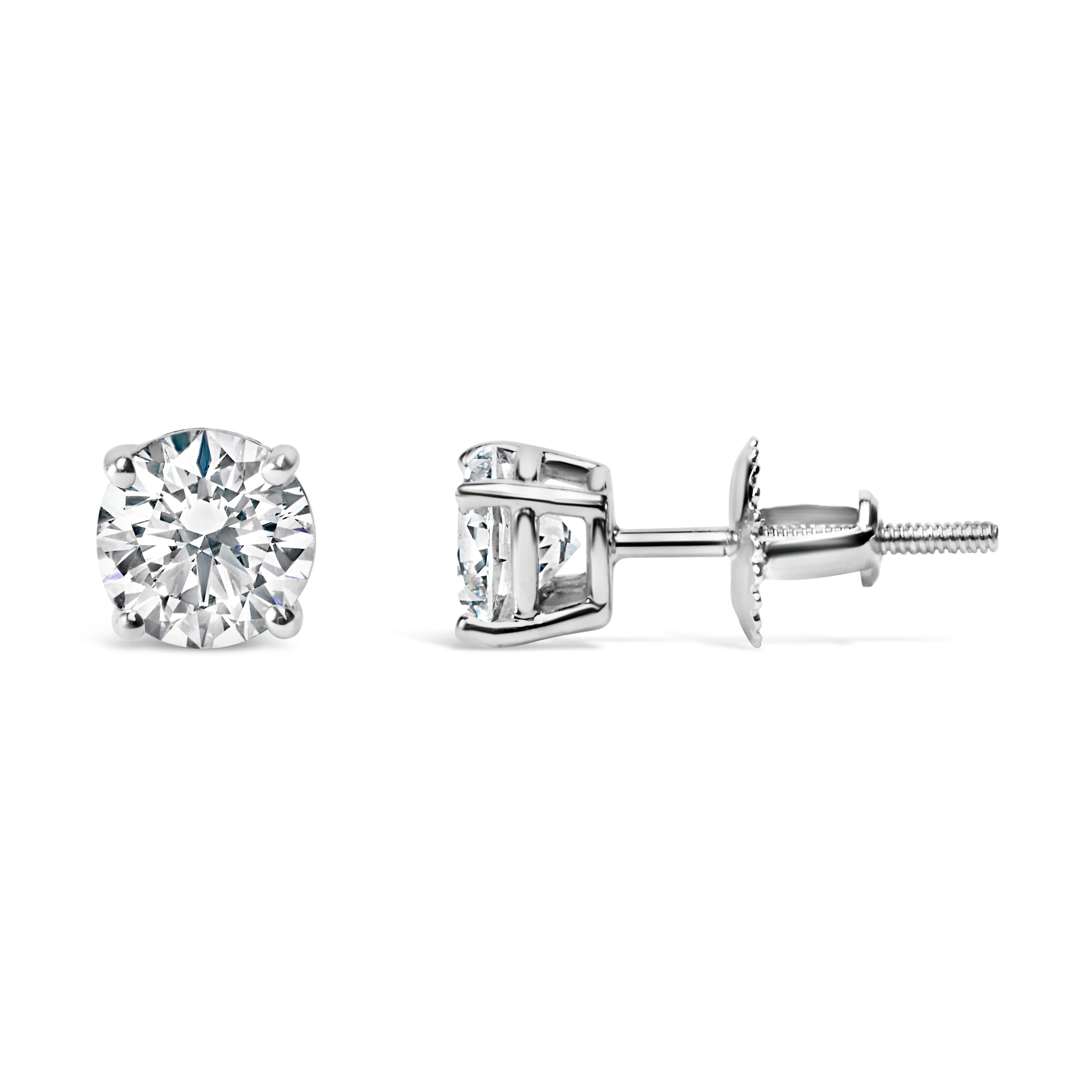 14K White Gold 1 1/2 Cttw Lab Grown Diamond Solitaire Stud Earrings with Screwbacks (F-G Color, VS2-SI1 Clarity) - Image 7