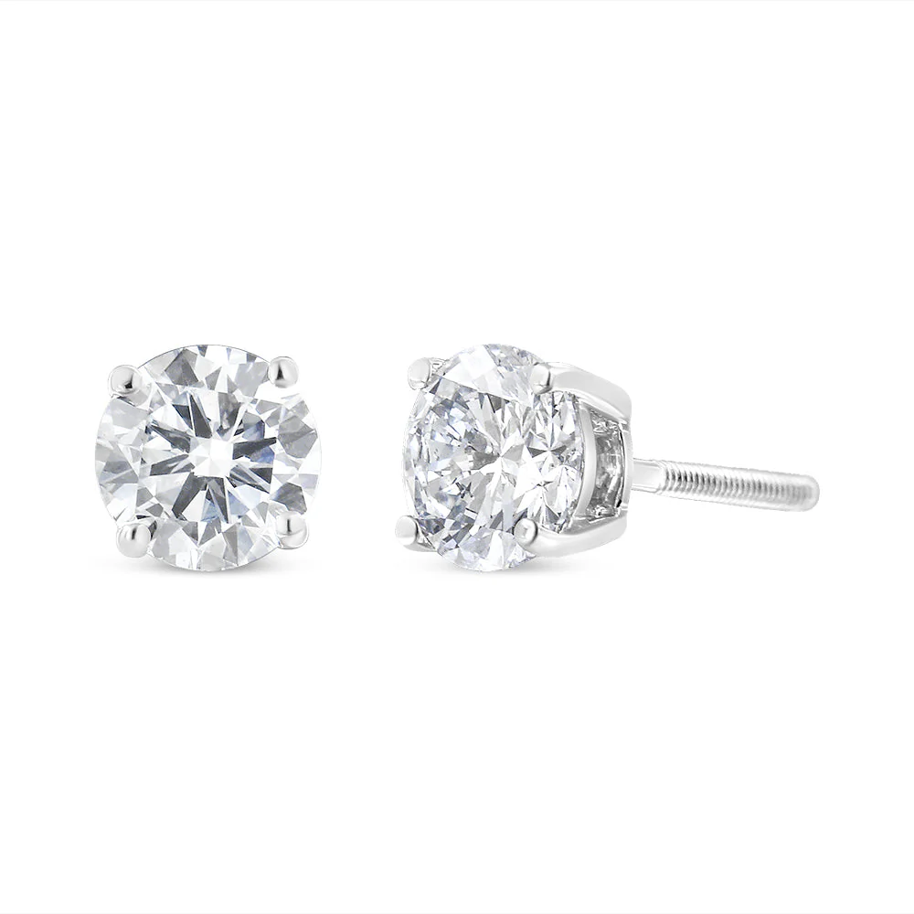 14K White Gold 1-1/2 Cttw Round Brilliant-Cut Near Colorless Diamond Classic 4-Prong Stud Earrings with Screw Backs (H-I Color, SI1-SI2 Clarity) - Image 5