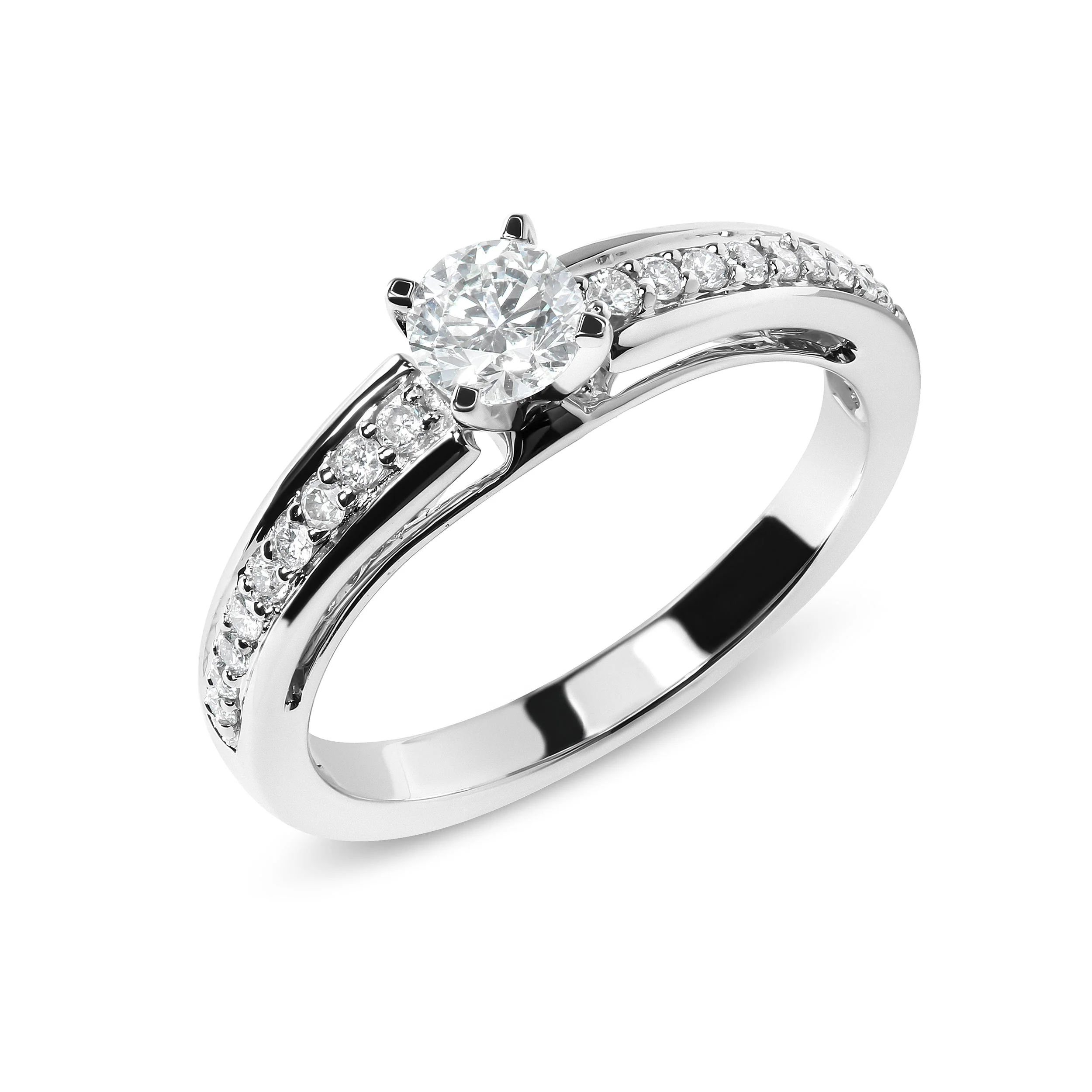 14K White Gold 1/2 Cttw Diamond Solitaire Pave Set Engagement Ring (G-H Color, VS2-SI1 Clarity) - Size 7 - Image 3