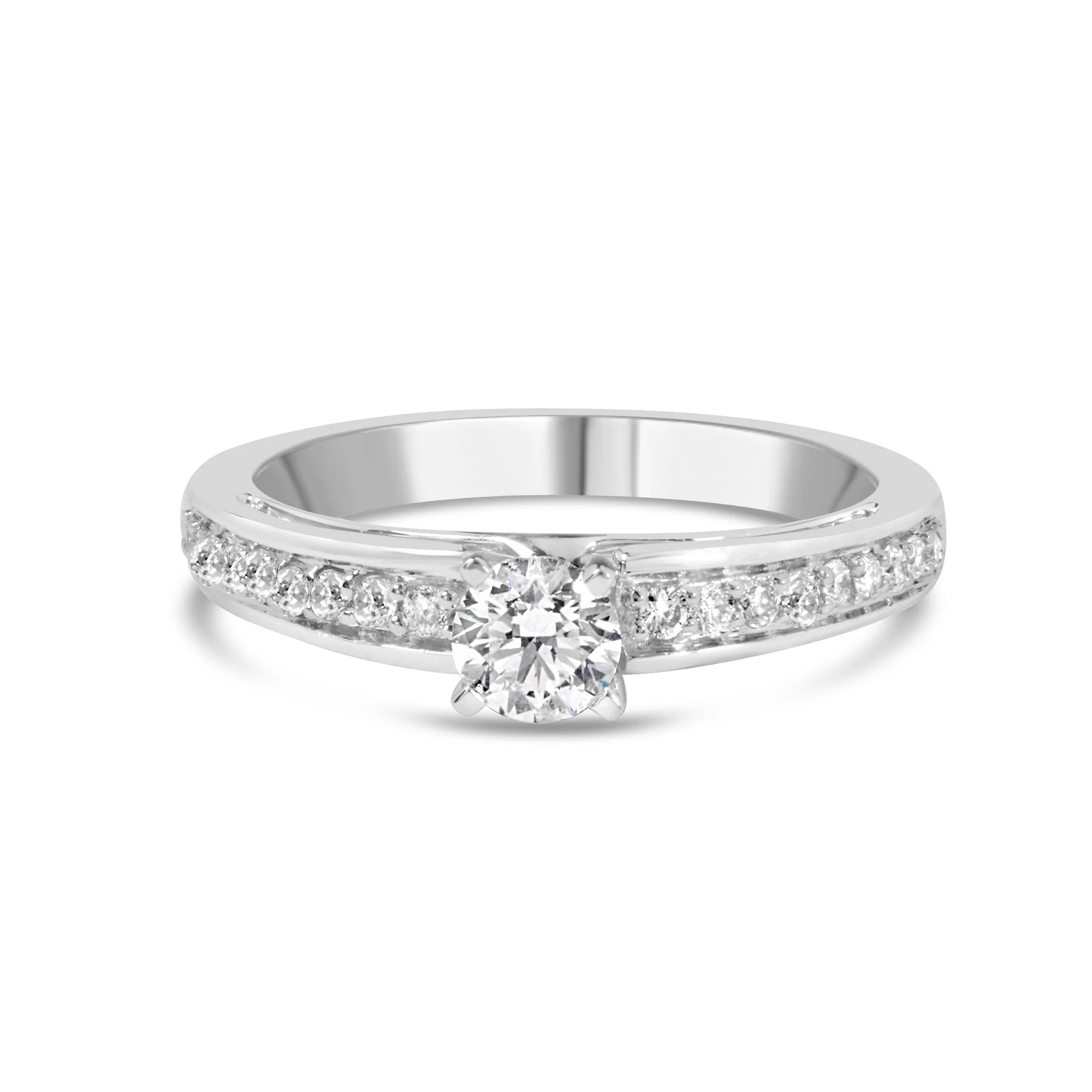 14K White Gold 1/2 Cttw Diamond Solitaire Pave Set Engagement Ring (G-H Color, VS2-SI1 Clarity) - Size 7 - Image 5