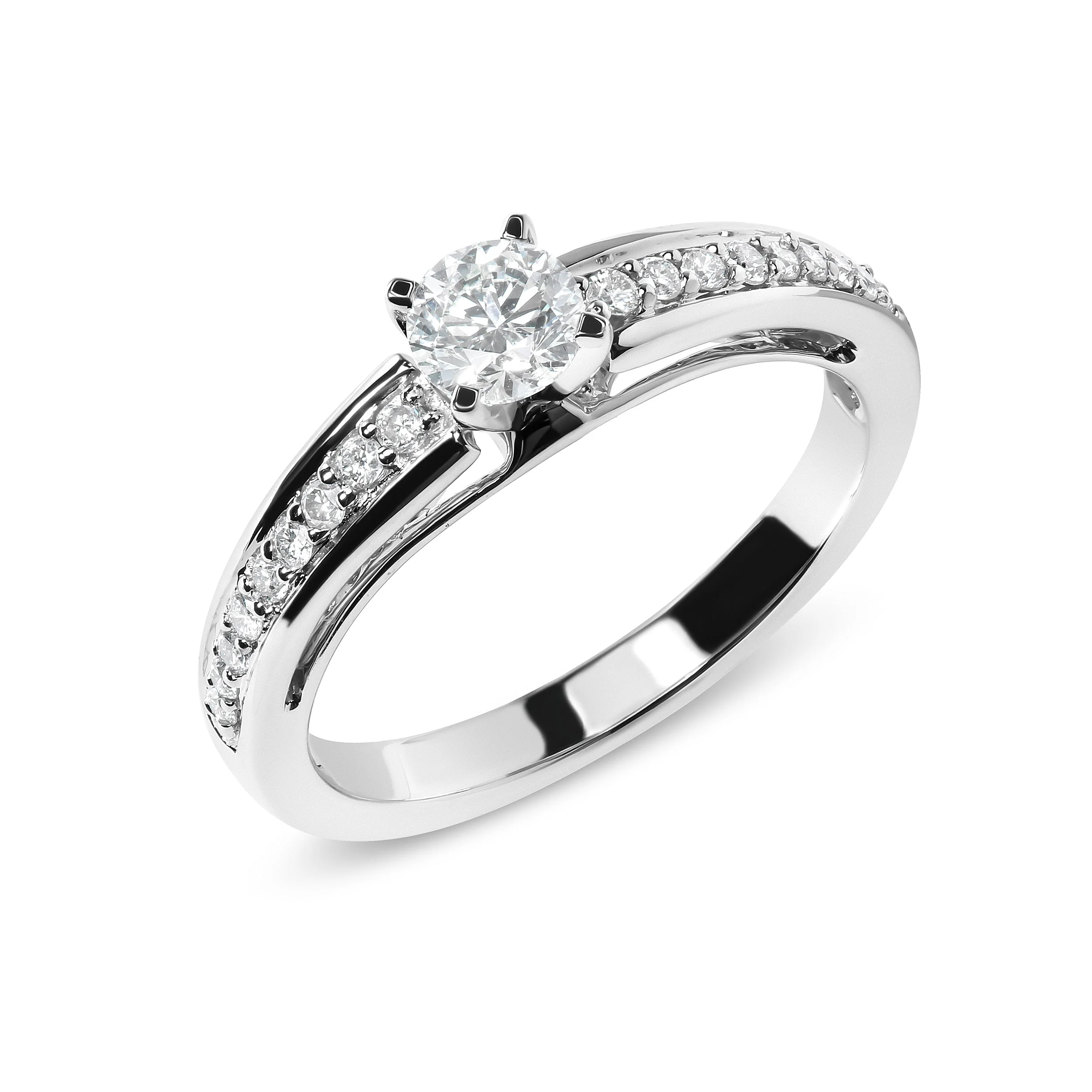 14K White Gold 1/2 Cttw Diamond Solitaire Pave Set Engagement Ring (G-H Color, VS2-SI1 Clarity) - Size 7 - Image 6