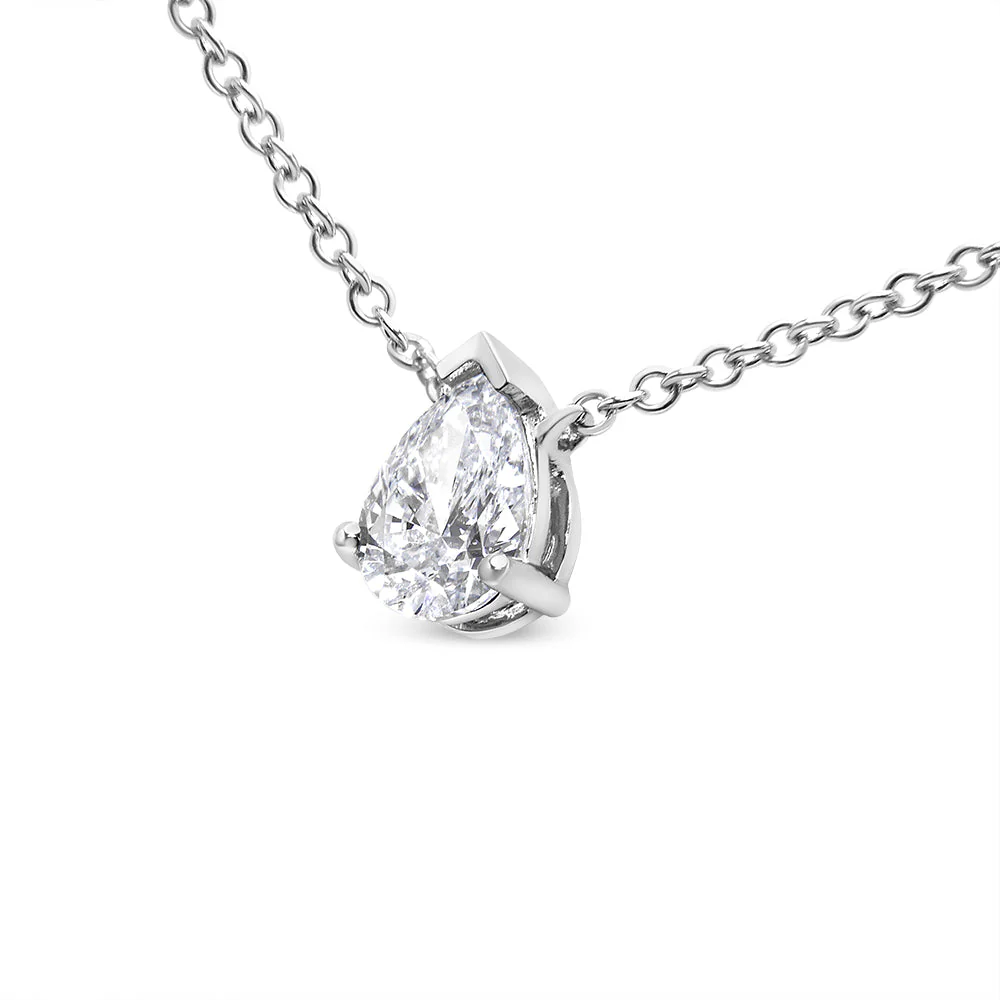 14K White Gold 1/2 Cttw Lab Grown Pear Shape Solitaire Diamond Pendent 18" Necklace (F-G Color, VS2-SI1 Clarity) - Image 7
