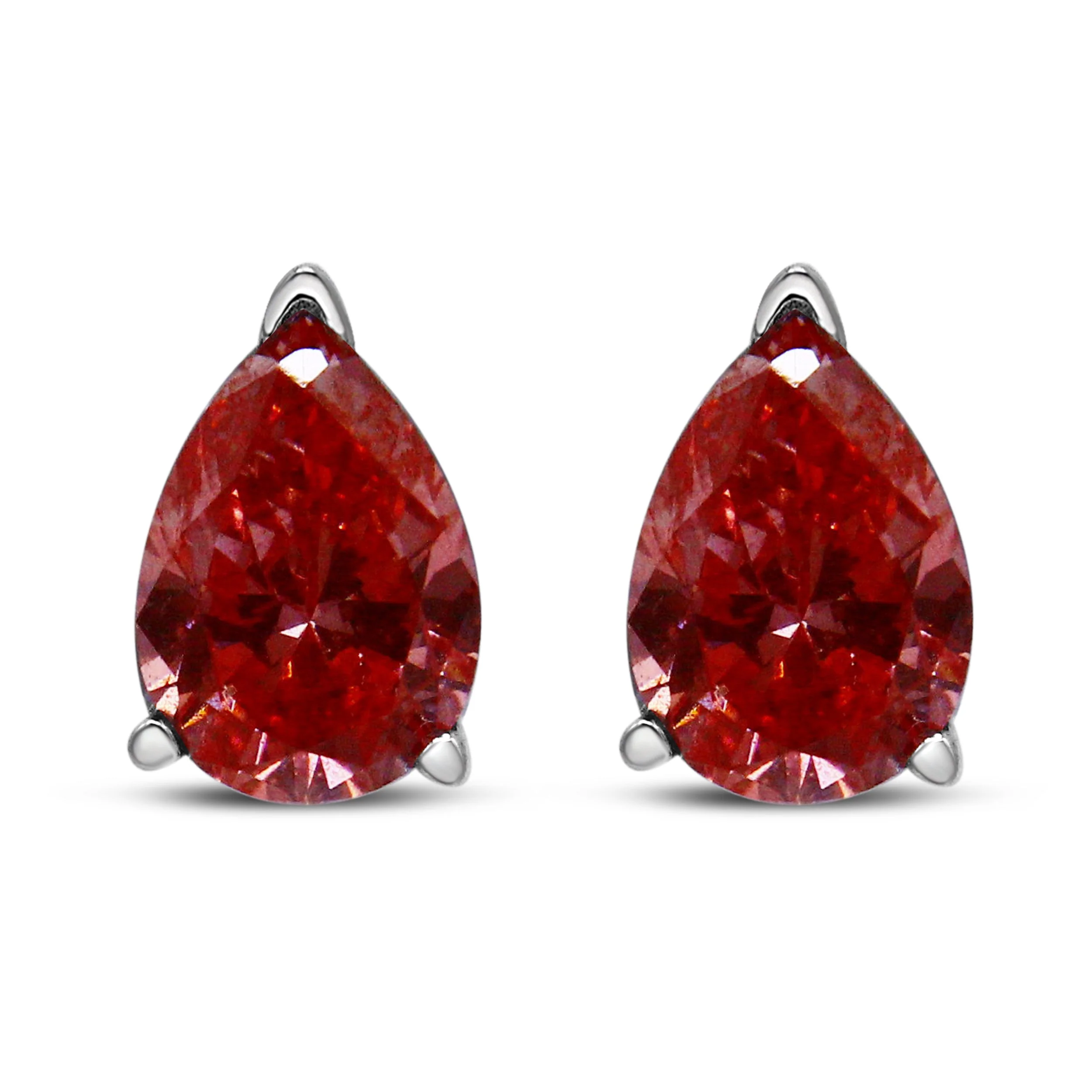 14K White Gold 1/2 Cttw Lab Grown Pink Pear Diamond 3 Prong Set Martini Solitaire Stud Earrings (Pink Color, VS2-SI1 Clarity) - Image 2