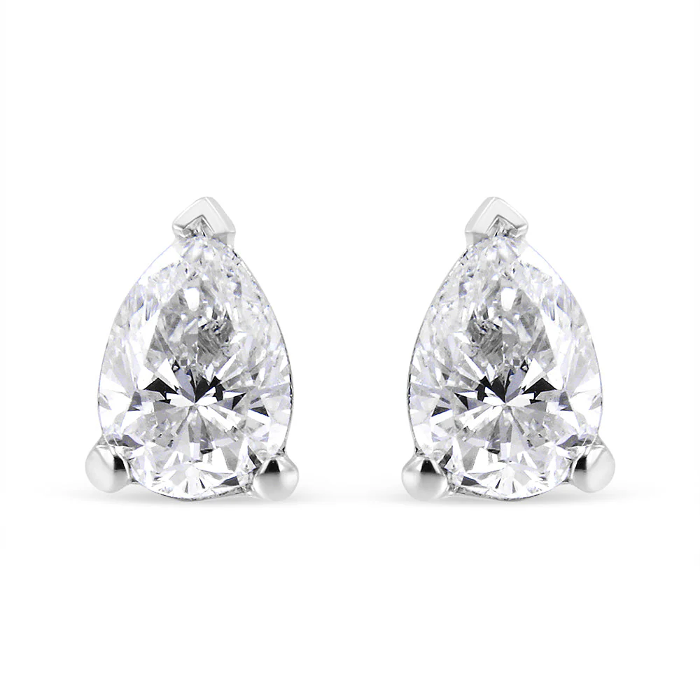 14K White Gold 1/2 Cttw Pear Shape Solitaire Lab Grown Diamond Stud Earrings (F-G Color, VS2-SI1 Clarity) - Image 5