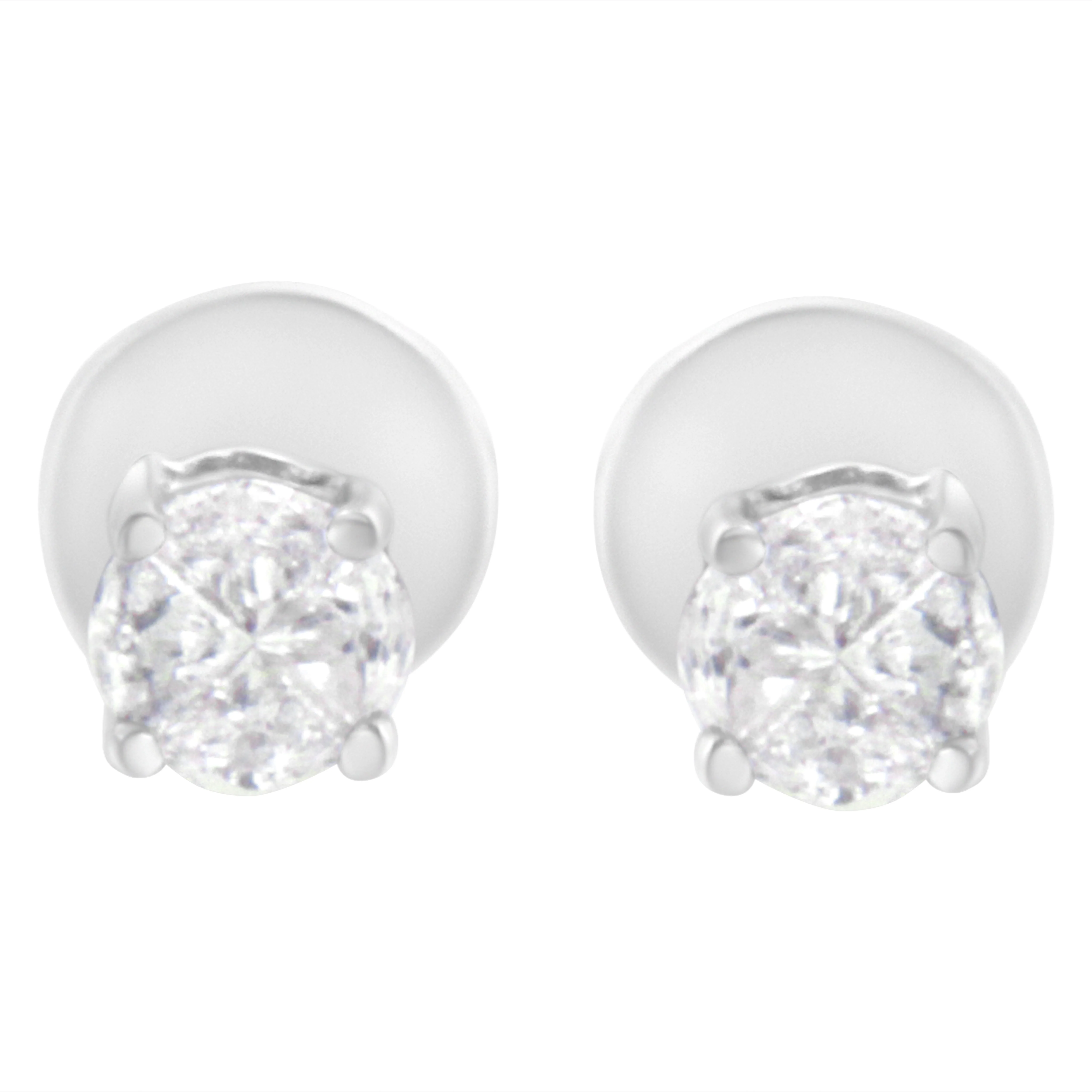 14K White Gold 1/2 Cttw Pie-Cut Diamond Solitaire Stud Earrings (H-I Color, SI1-SI2 Clarity) - Image 5