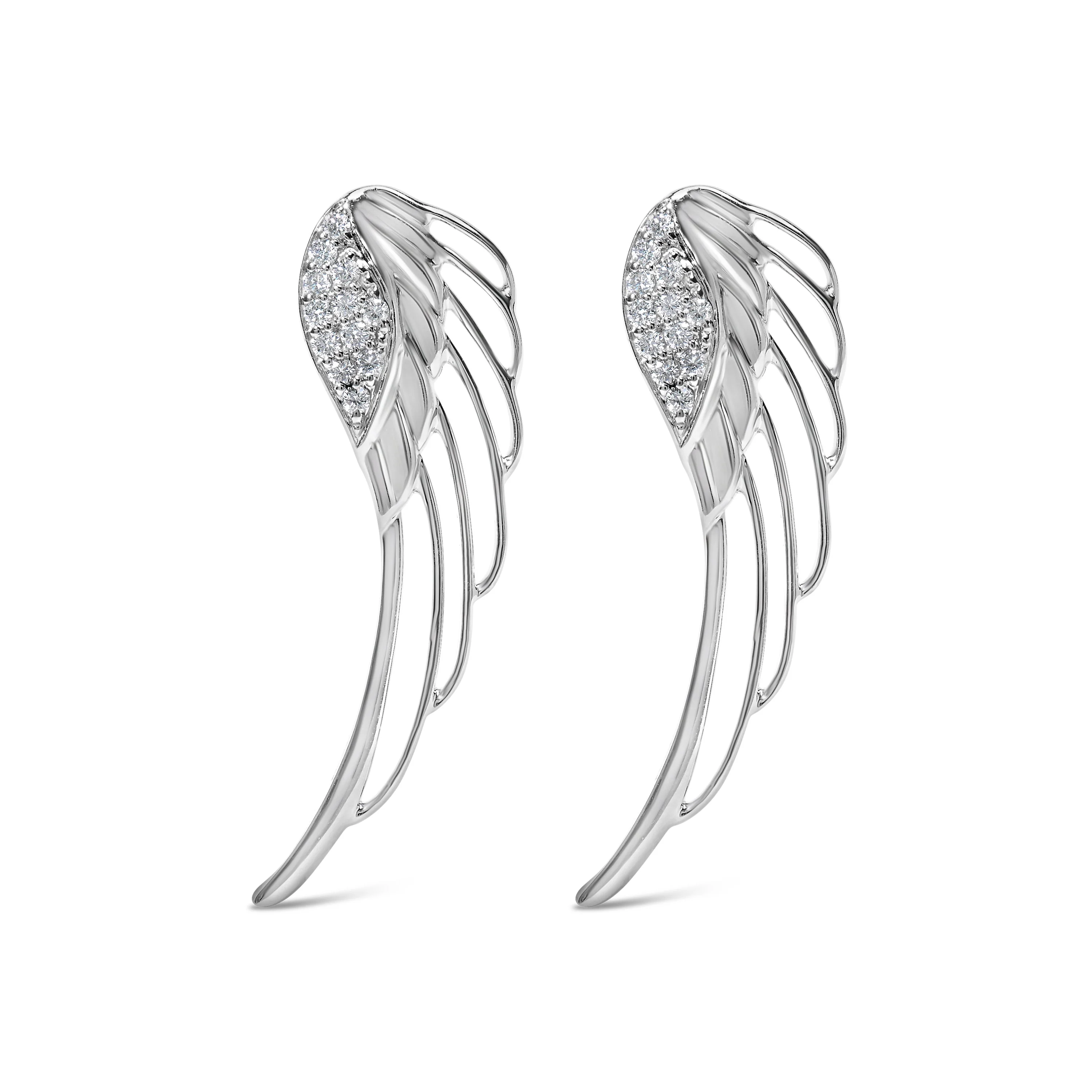 14K White Gold 1/4 Cttw Lab Grown Diamond Angel Wing Stud Earrings (F-G Color, VS1-VS2 Clarity) - Image 4