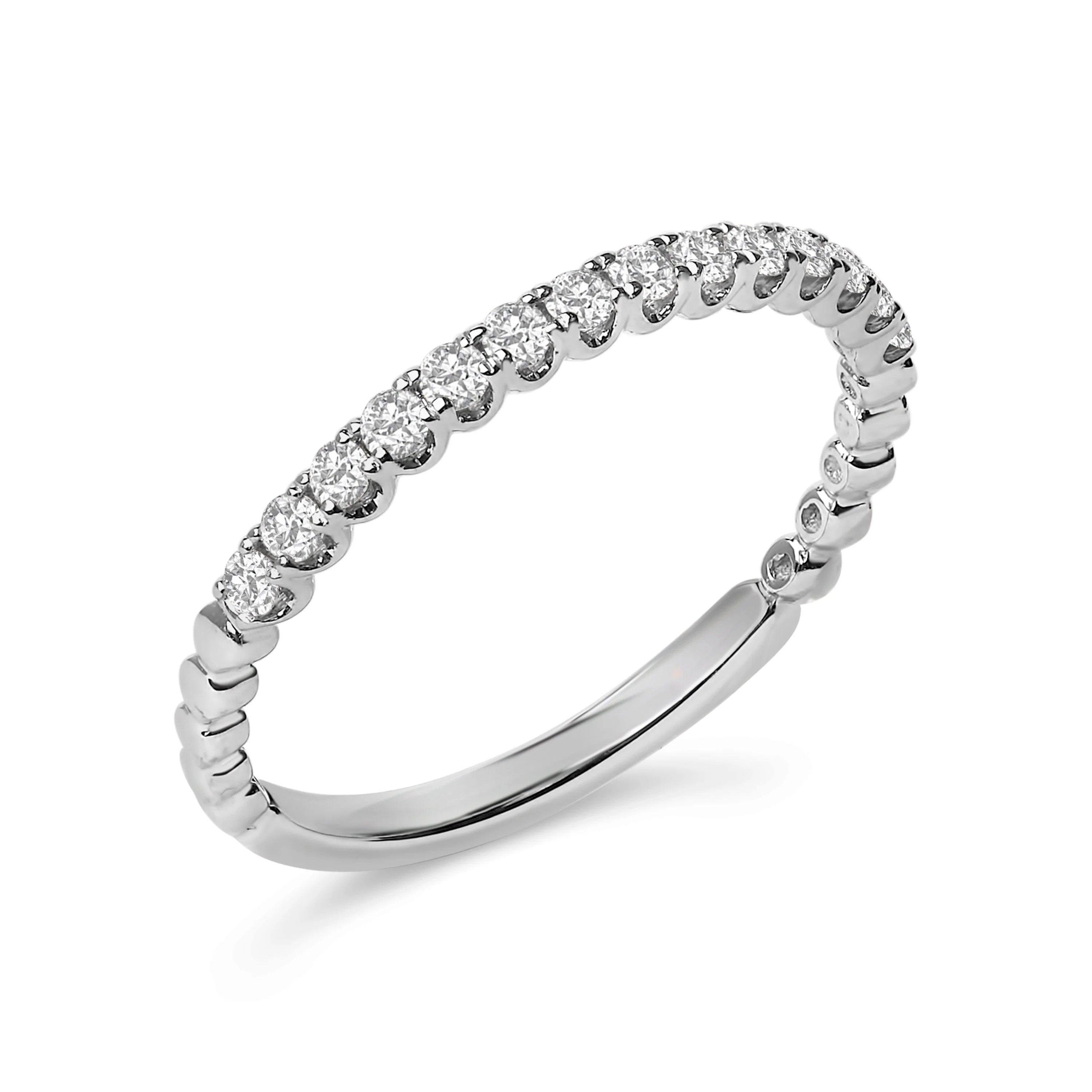 14K White Gold 1/4 Cttw Round Diamond Prong Set Wedding Band - Image 3