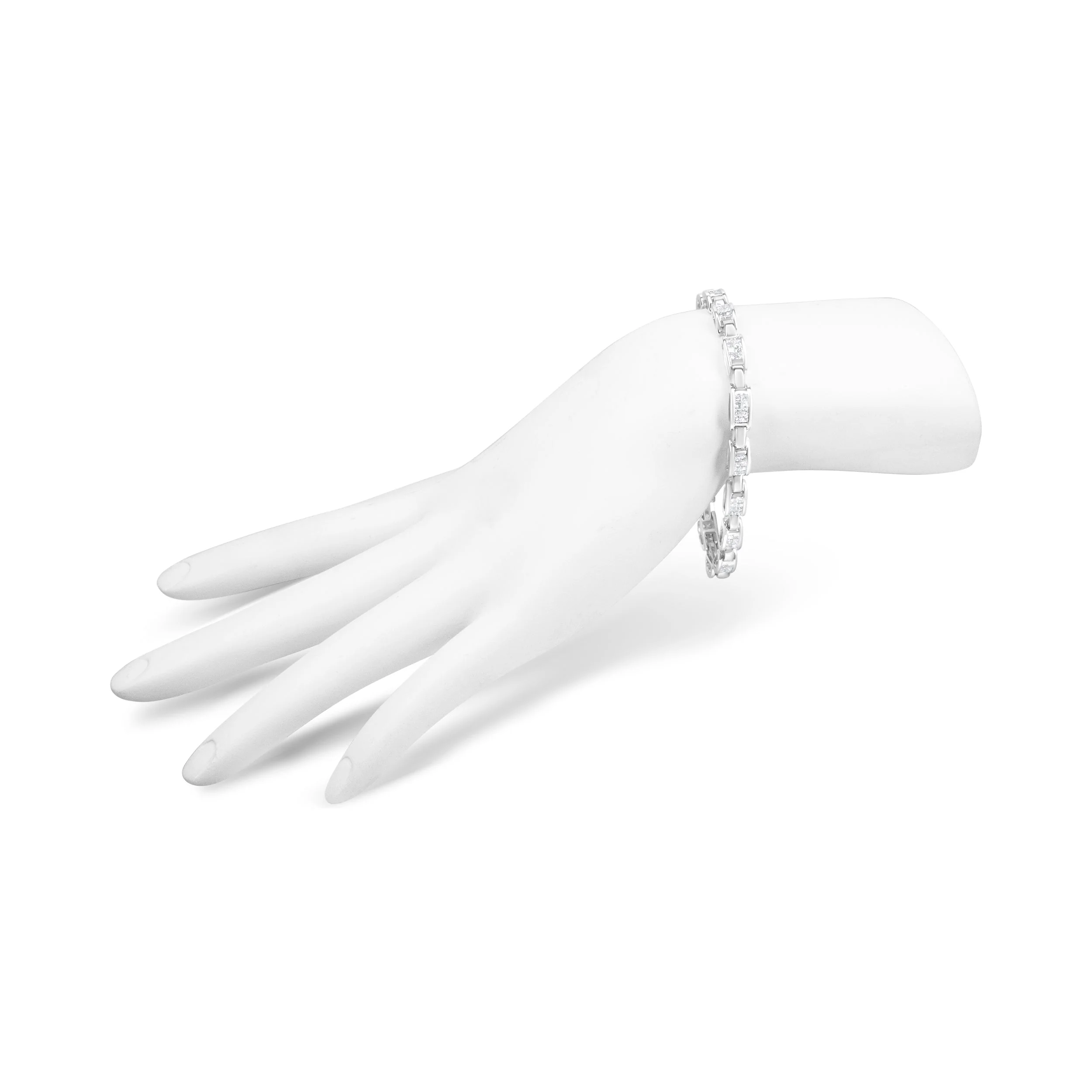 14K White Gold 2.0 Cttw Princess Cut Invisible Set Diamond Rectangular Link Bracelet (I-J Color, I1-I2 Clarity) - 7.25" - Image 5