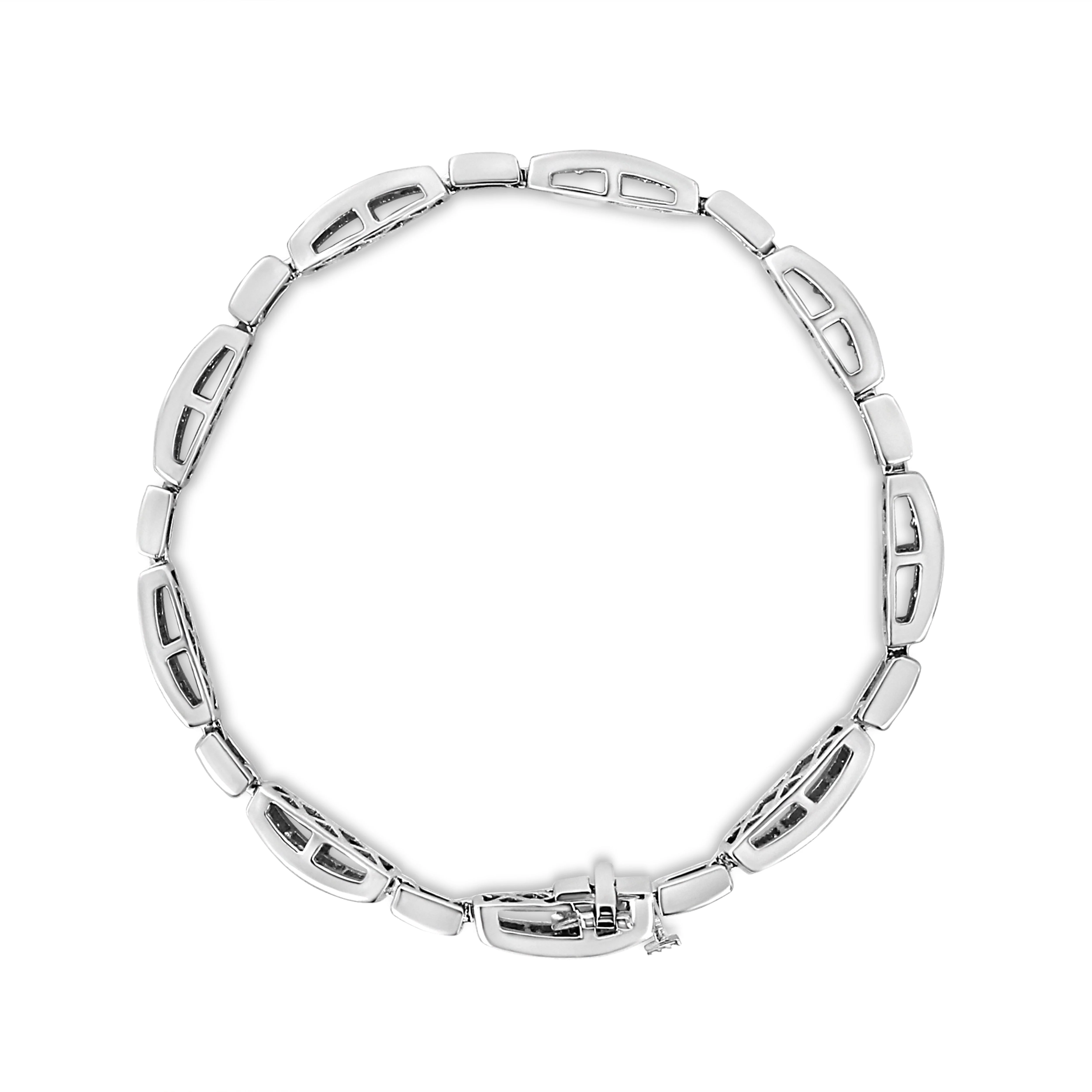 14K White Gold 2.00 Cttw Invisble-Set Princess Diamond Link Bracelet (I1-I2 Clarity, I-J Color) - 7.25" - Image 9
