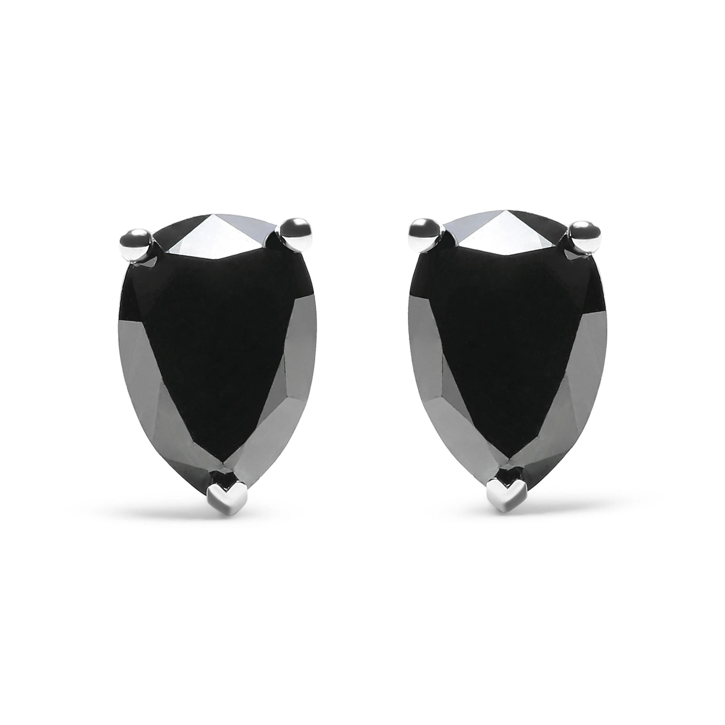 14K White Gold 2.00 Cttw Pear Cut Black Diamond Stud Earrings - Image 4