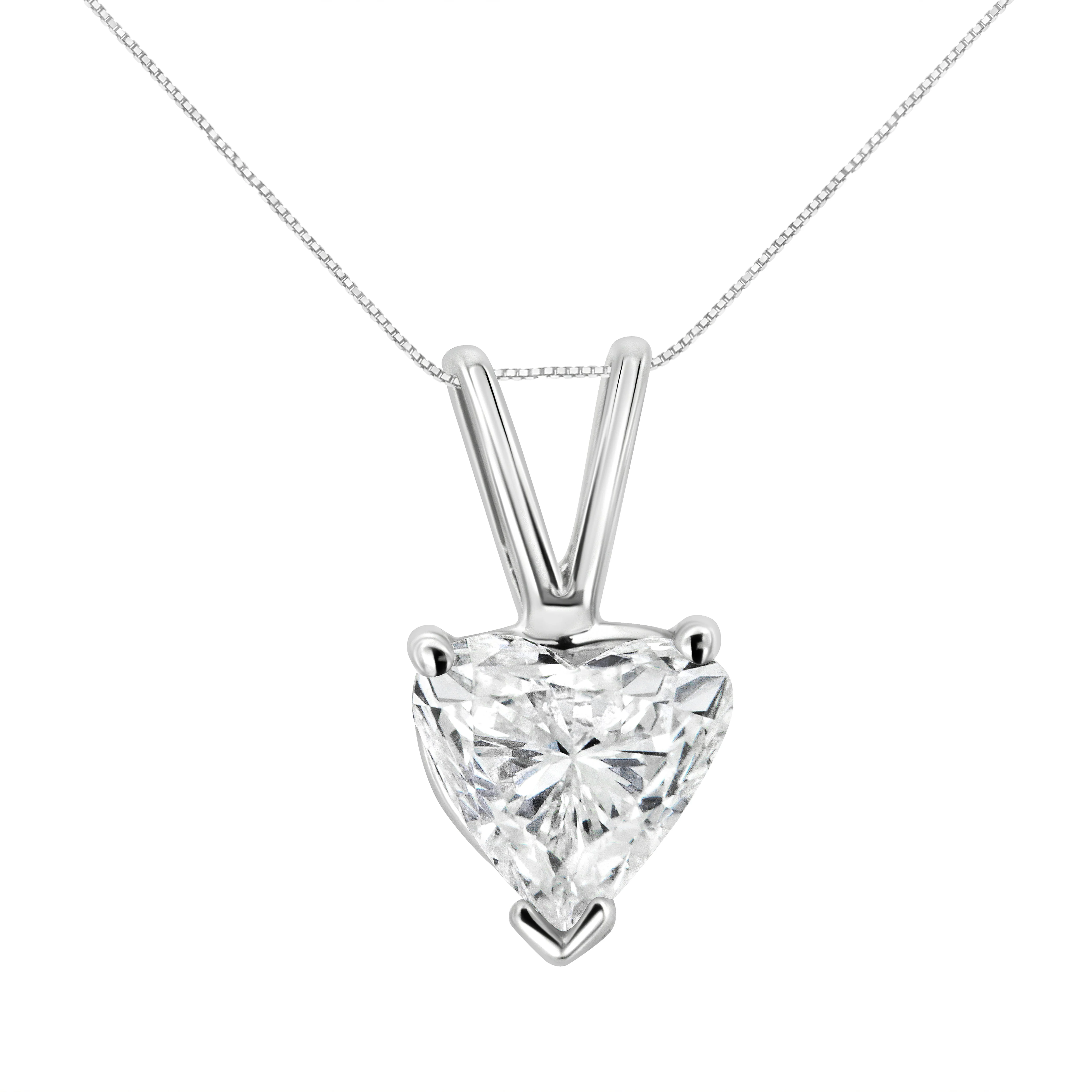 14K White Gold 3/8 Cttw Heart-Shaped Diamond Classic Solitaire 18" Pendant Necklace (H-I Color, VS2-SI1 Clarity) - Image 5