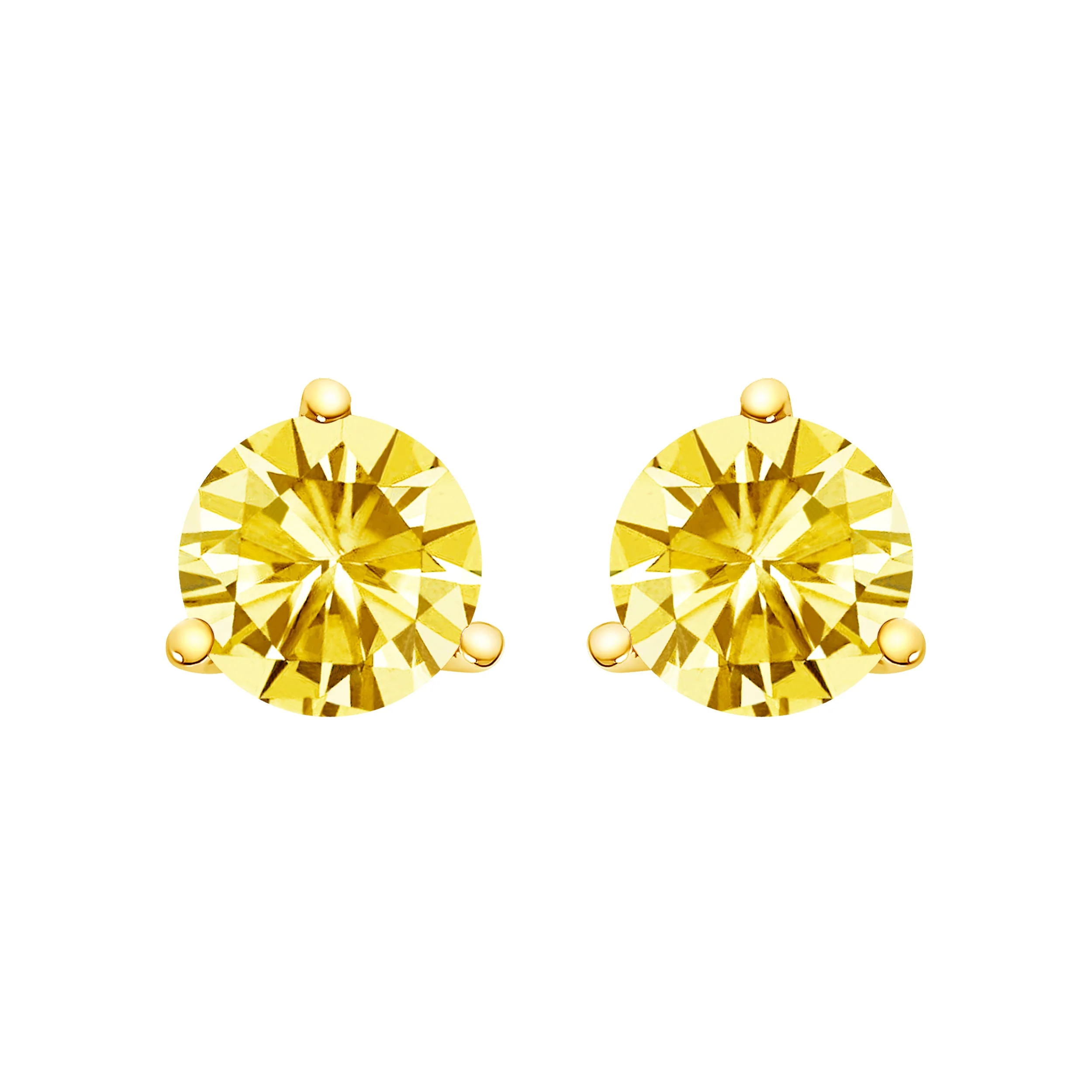 14K White Gold 3-Prong Martini Set 1.0 Cttw Yellow Lab Grown Diamond Solitaire Stud Earrings - Image 5