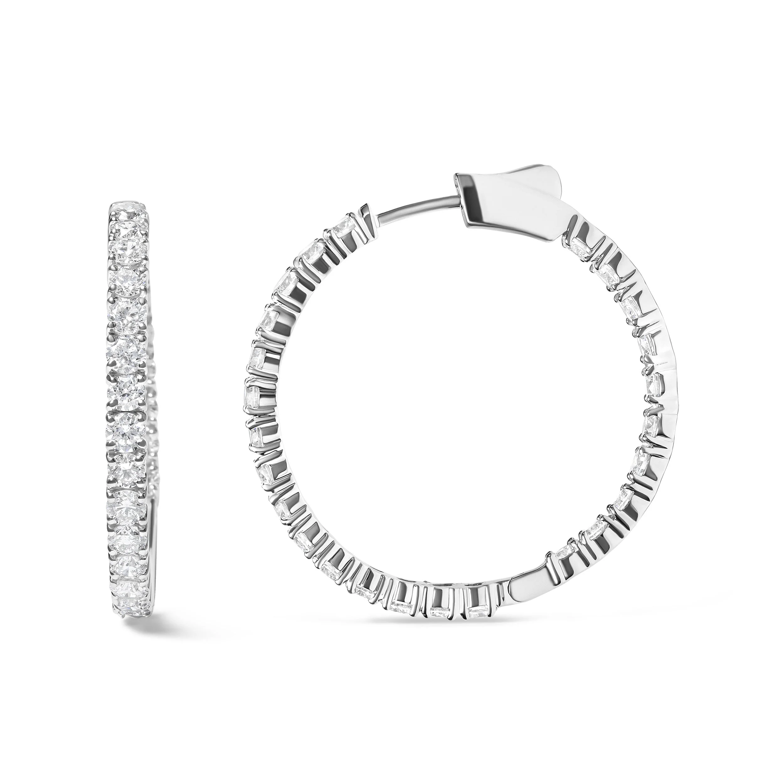14K White Gold 5.00 Cttw Lab Grown Diamond Inside Out Hoop Earrings (F-G Color, VS1-VS2 Clarity) - Image 3