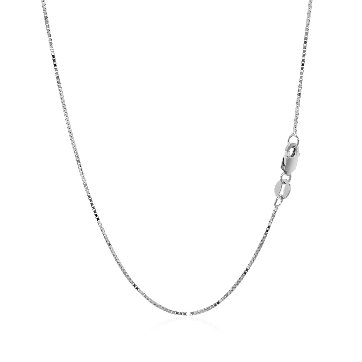 14k White Gold Classic Box Chain 0.7mm - Image 3
