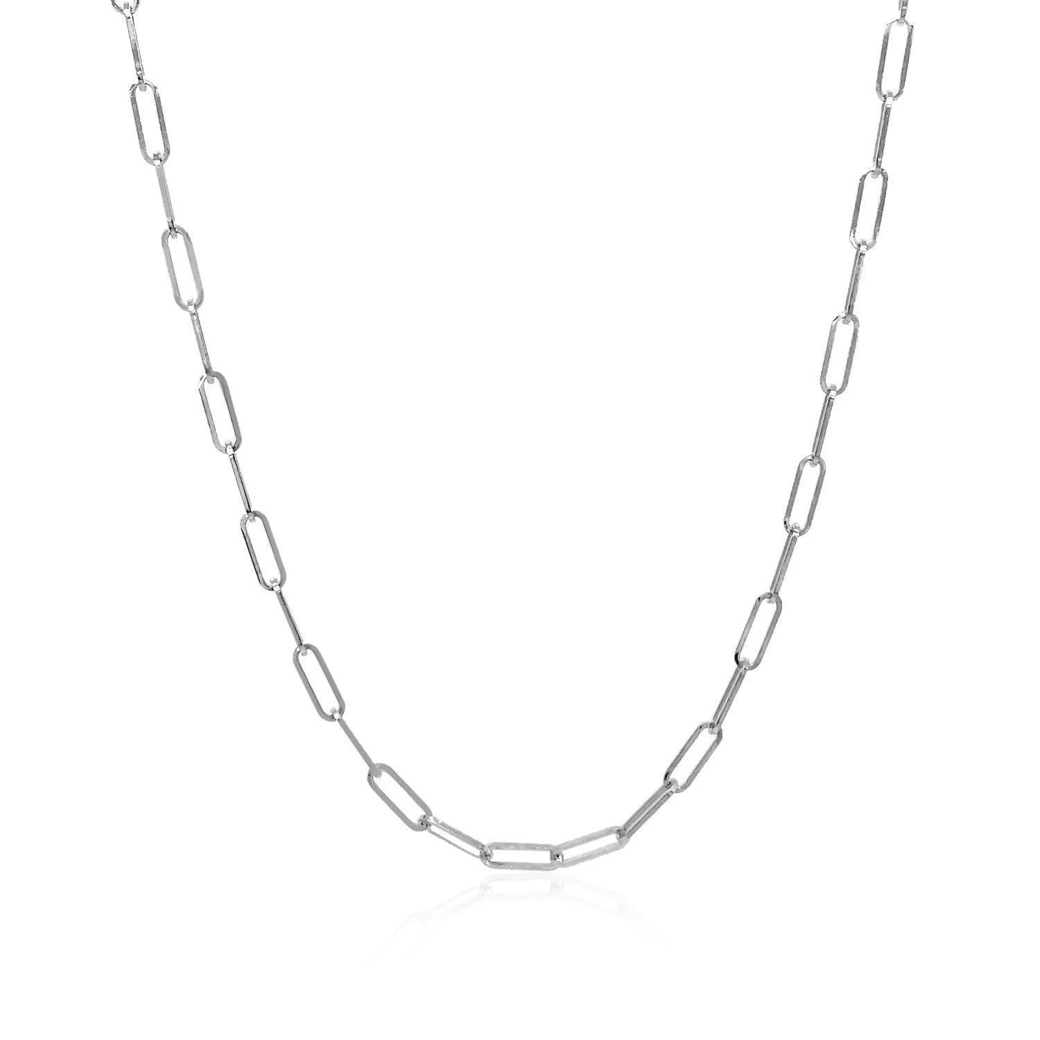 14K White Gold Delicate Paperclip Chain (2.1mm) - Image 6