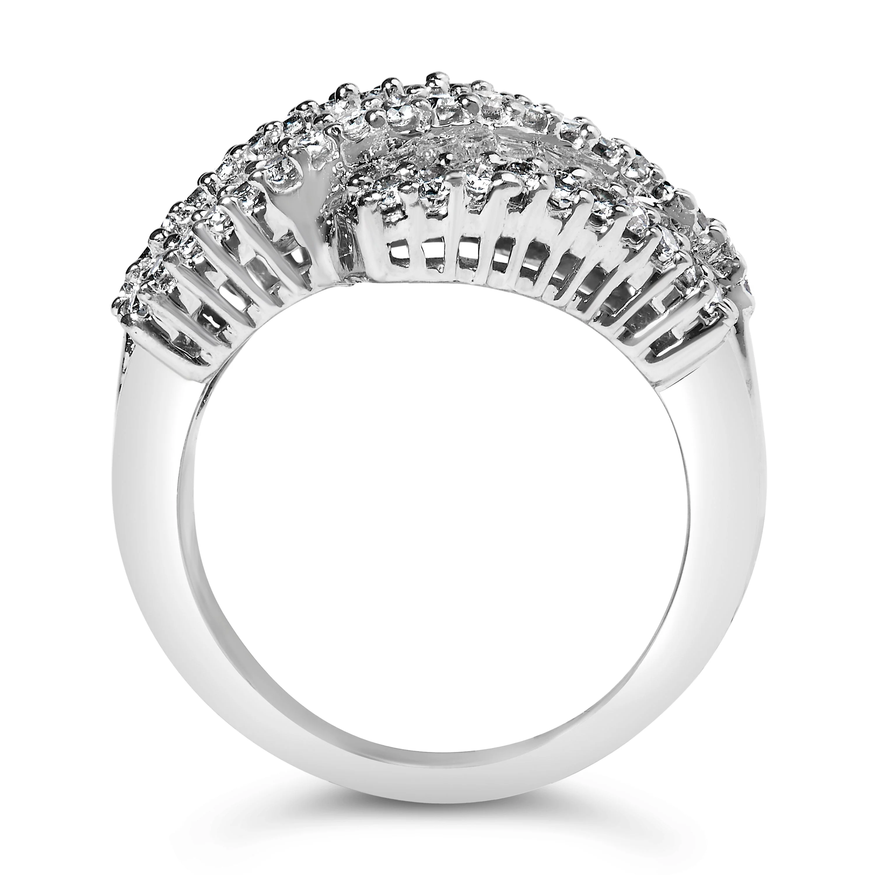 14K White Gold Diamond Cocktail Ring Band (1 3/4 Cttw, H-I Color, SI2-I1 Clarity) - Size 6-1/2 - Image 10