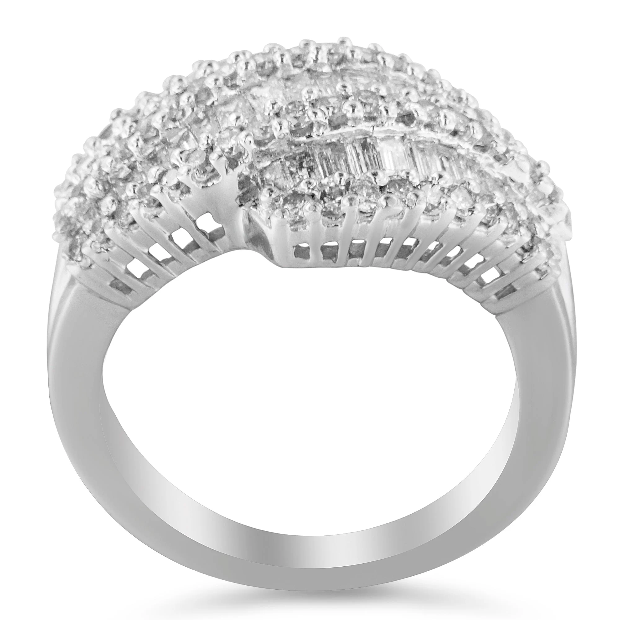 14K White Gold Diamond Cocktail Ring Band (1 3/4 Cttw, H-I Color, SI2-I1 Clarity) - Size 6-1/2 - Image 2