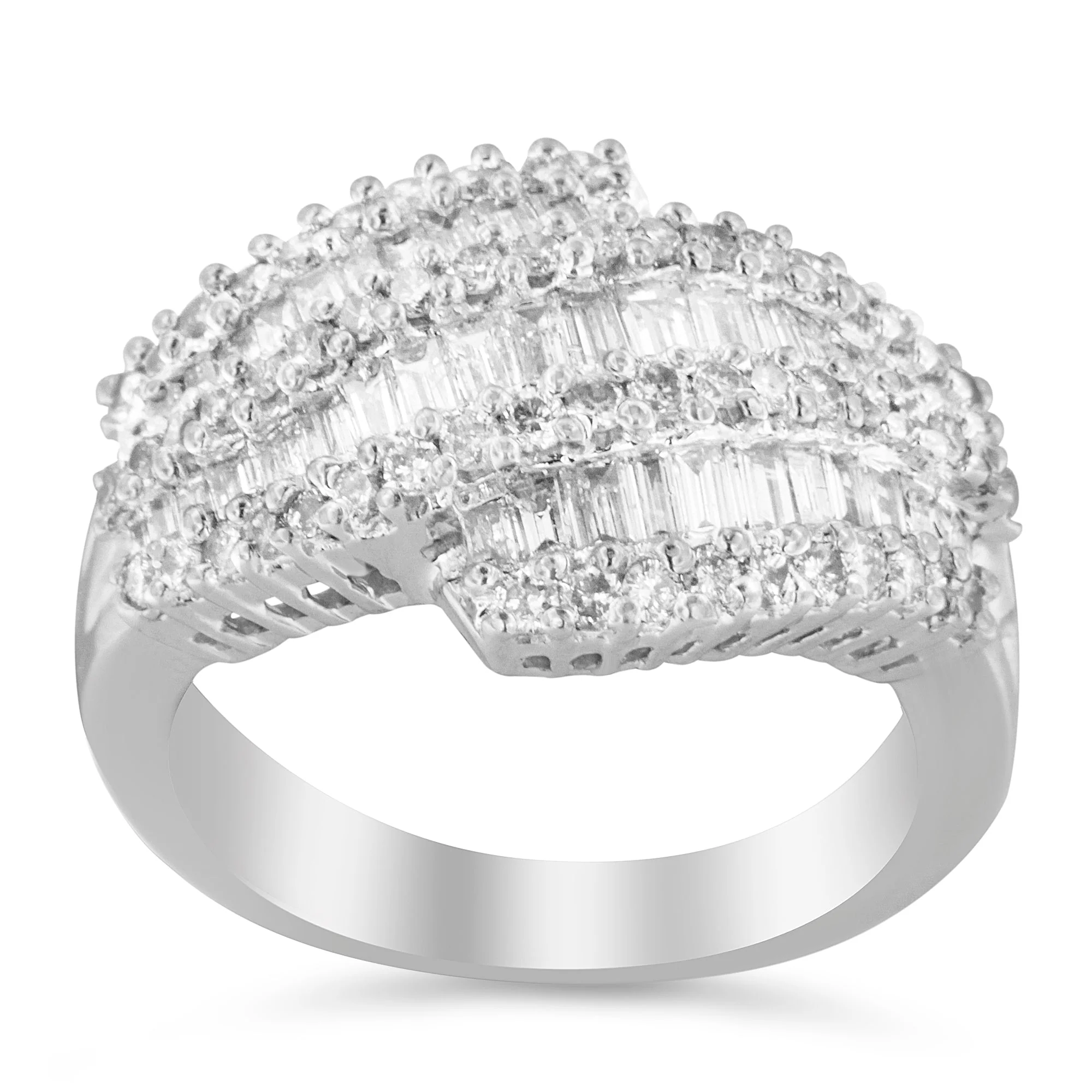 14K White Gold Diamond Cocktail Ring Band (1 3/4 Cttw, H-I Color, SI2-I1 Clarity) - Size 6-1/2 - Image 3