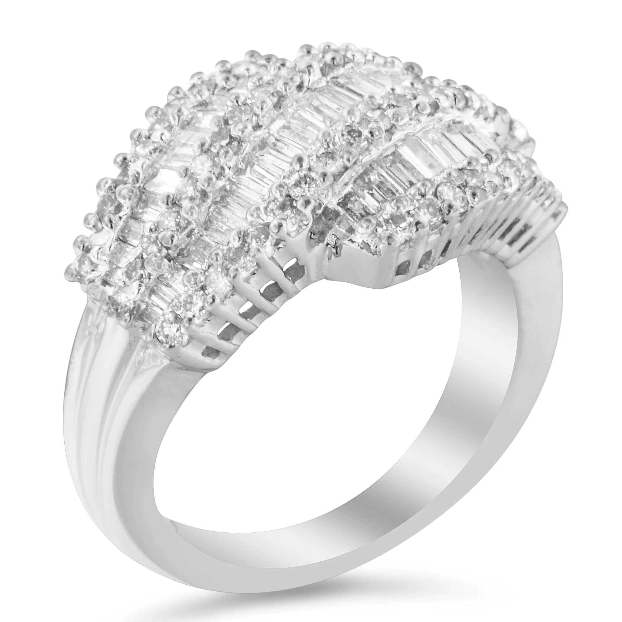 14K White Gold Diamond Cocktail Ring Band (1 3/4 Cttw, H-I Color, SI2-I1 Clarity) - Size 6-1/2 - Image 4