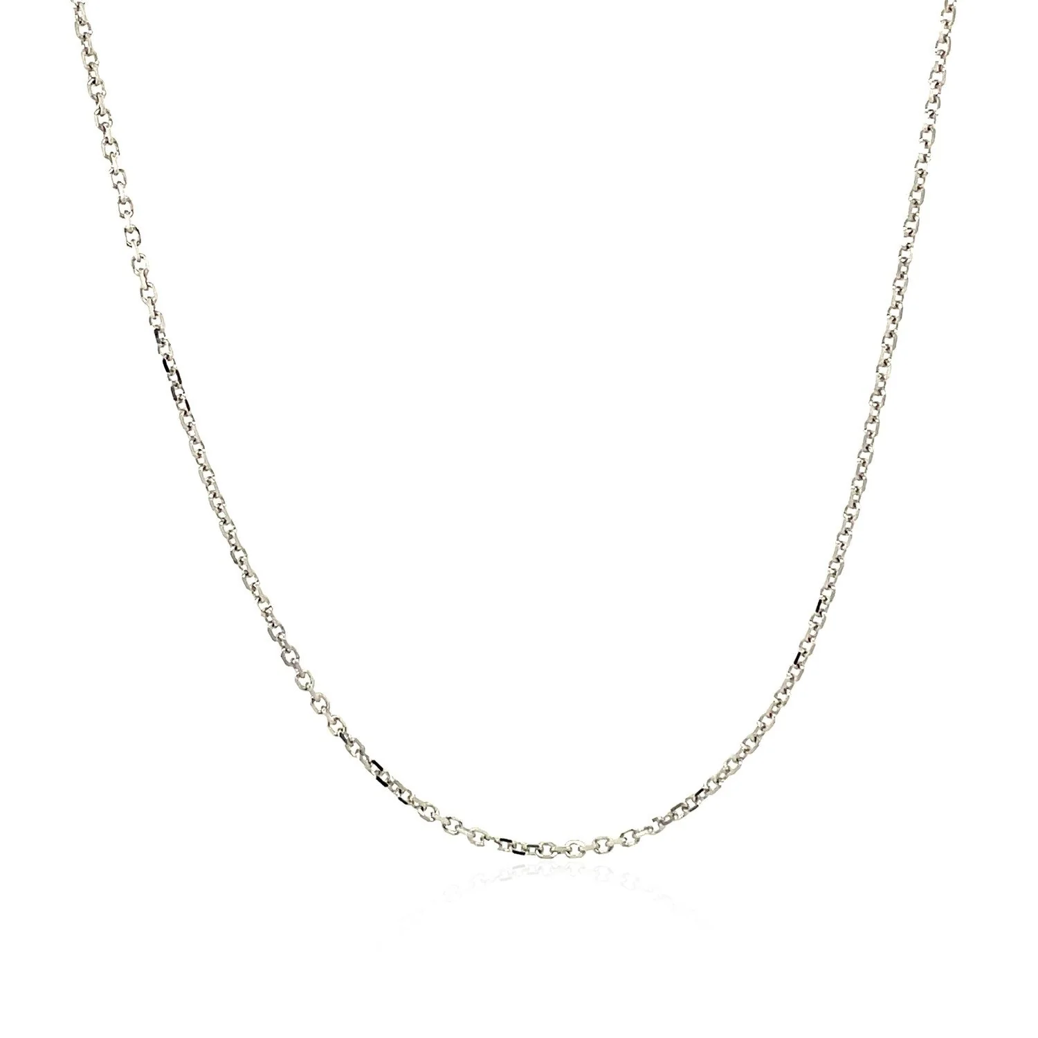 14k White Gold Diamond Cut Cable Link Chain 1.1mm - Image 2