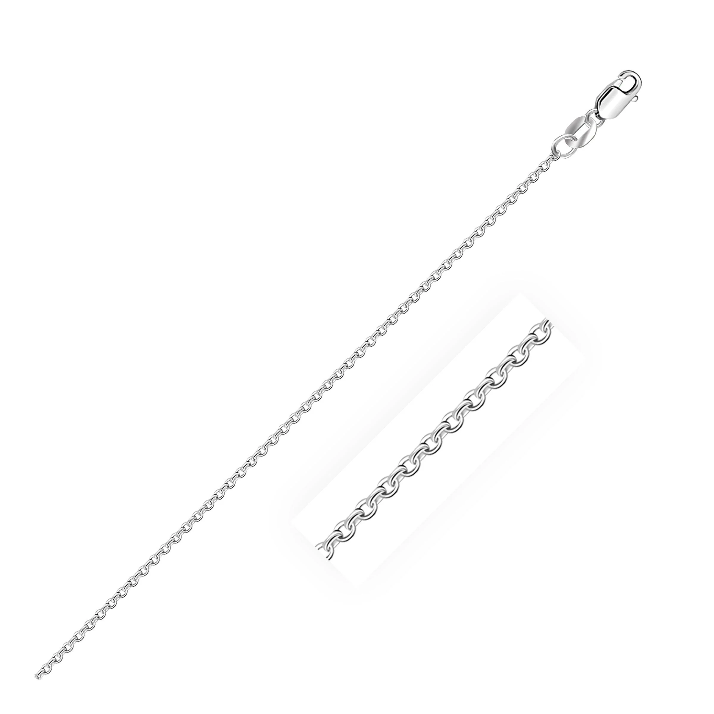 14k White Gold Diamond Cut Cable Link Chain 1.1mm - Image 5