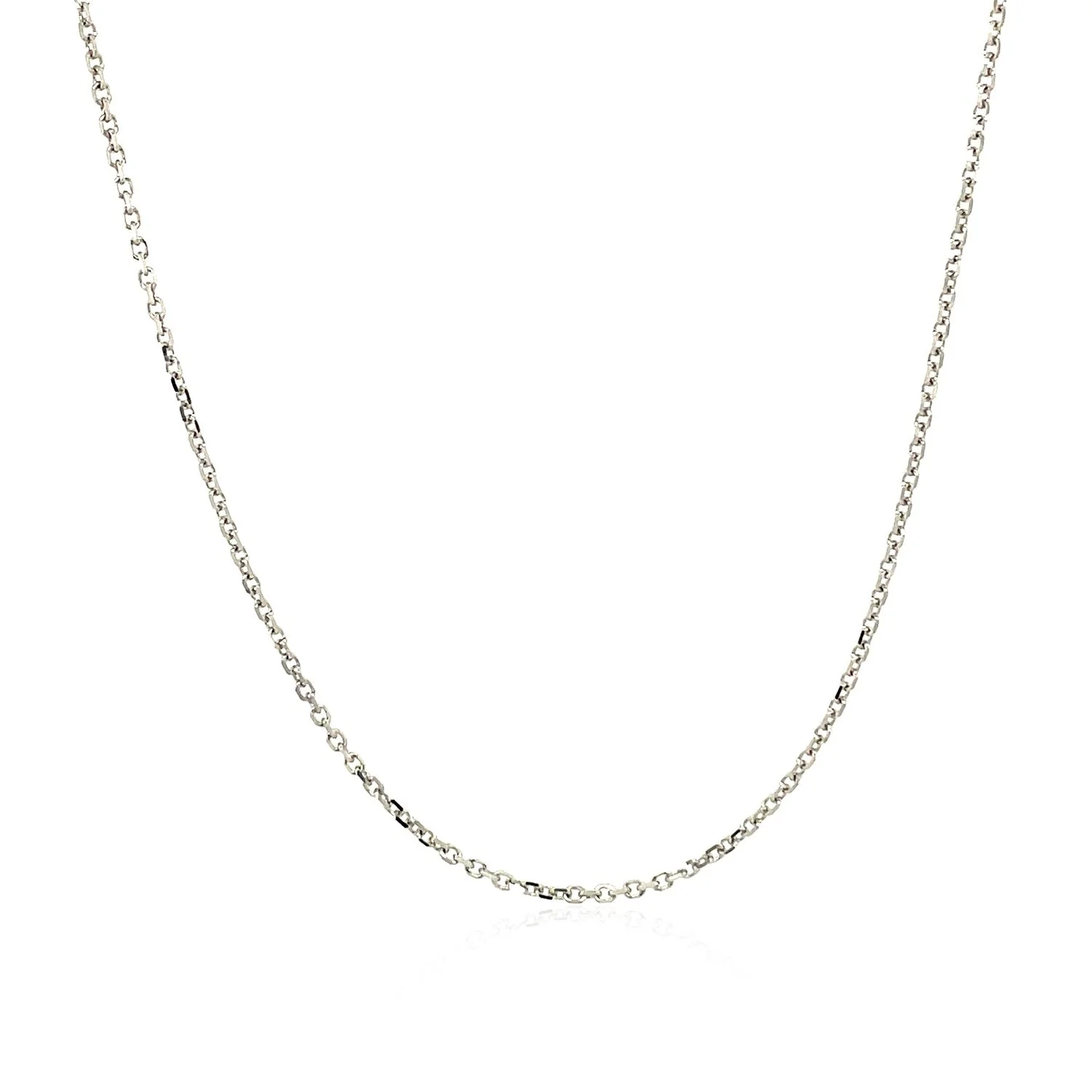 14k White Gold Diamond Cut Cable Link Chain 1.1mm - Image 7