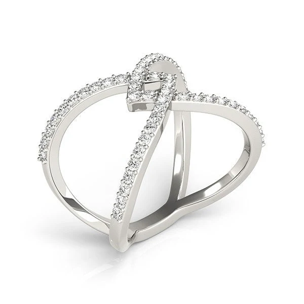 14k White Gold Fancy Entwined Design Diamond Ring (1/2 cttw) - Image 3