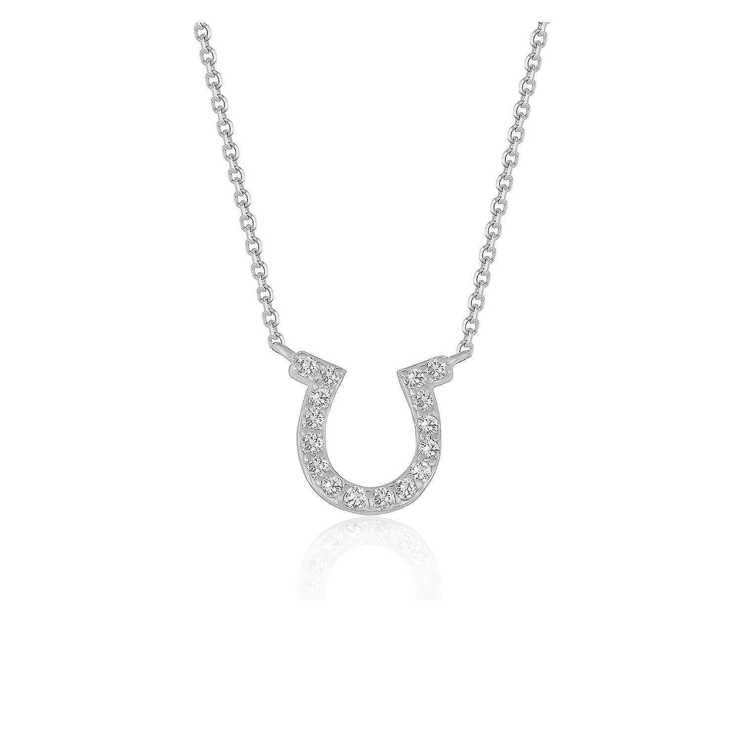 14k White Gold Horseshoe Design Diamond Pendant - Image 5