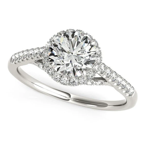 14k White Gold Round Cut Pave Set Shank Diamond Engagement Ring (1 3/8 cttw) - Image 4