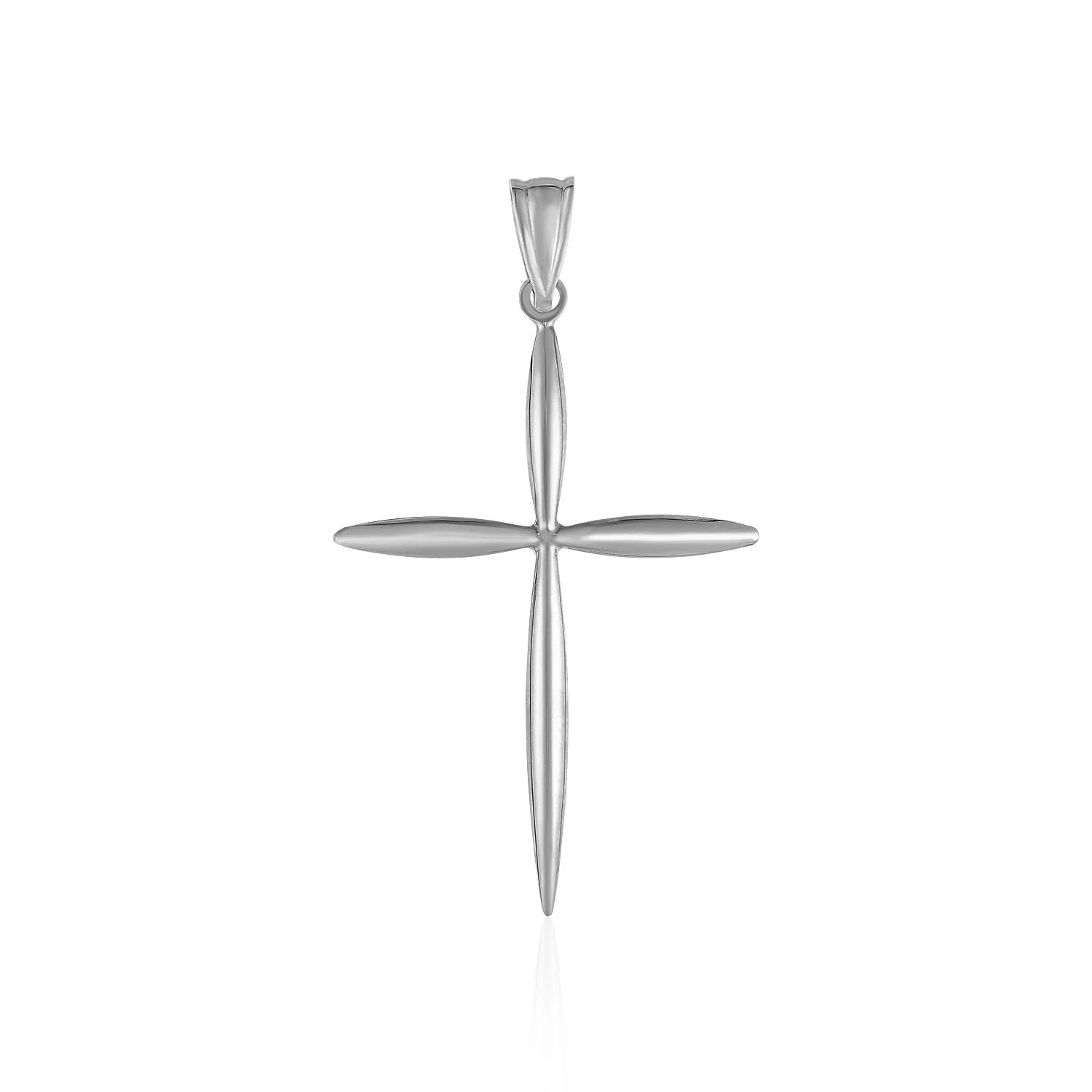 14k White Gold Rounded and Pointed Cross Pendant - Image 3