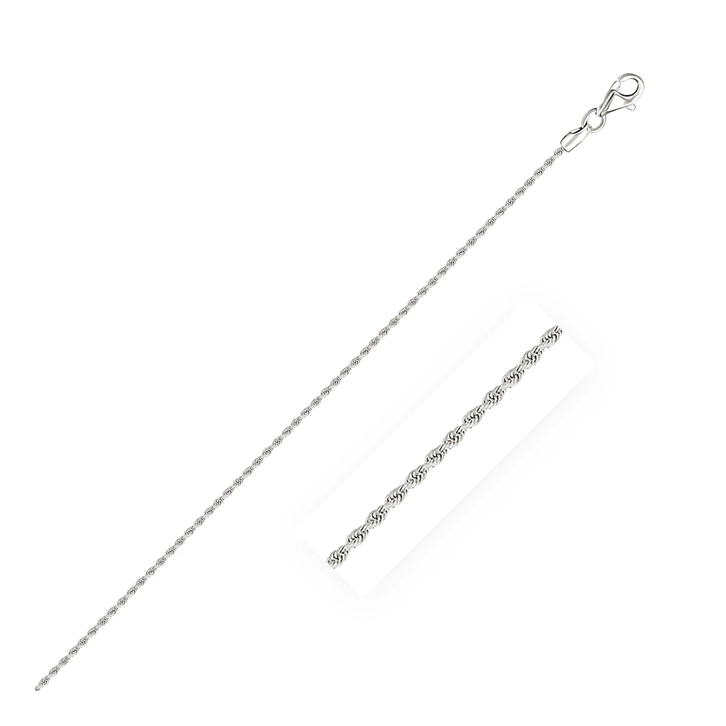 14k White Gold Solid Diamond Cut Rope Chain 1.5mm - Image 4