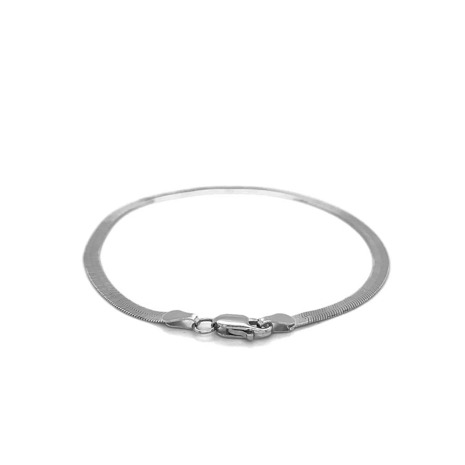 14k White Gold Super Flex Herringbone Bracelet (2.80 mm) - Image 6