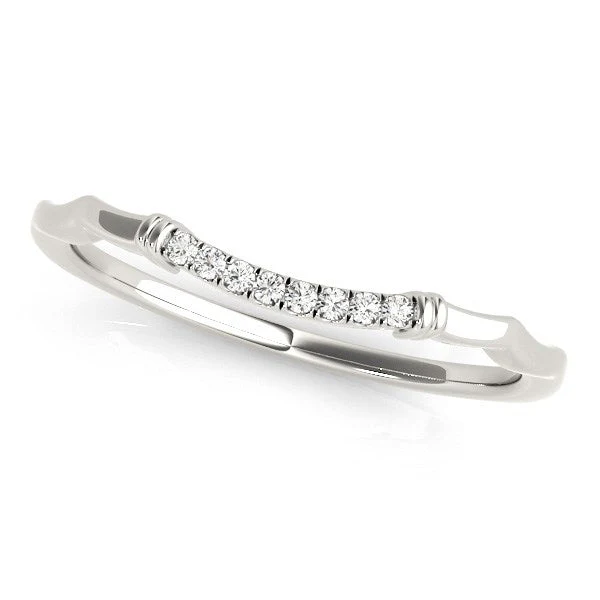 14k White Gold Wave Design Pave Set Diamond Wedding Ring (1/20 cttw) - Image 2