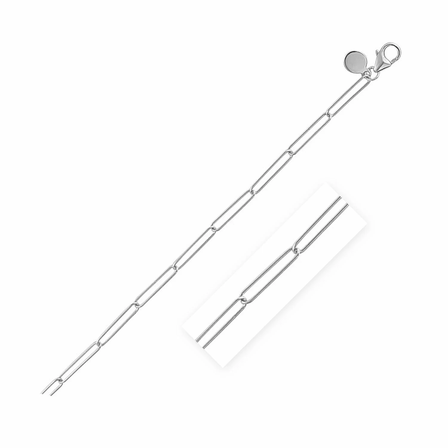 14k White Gold Wire Paperclip Bracelet (2.7mm) - Image 4
