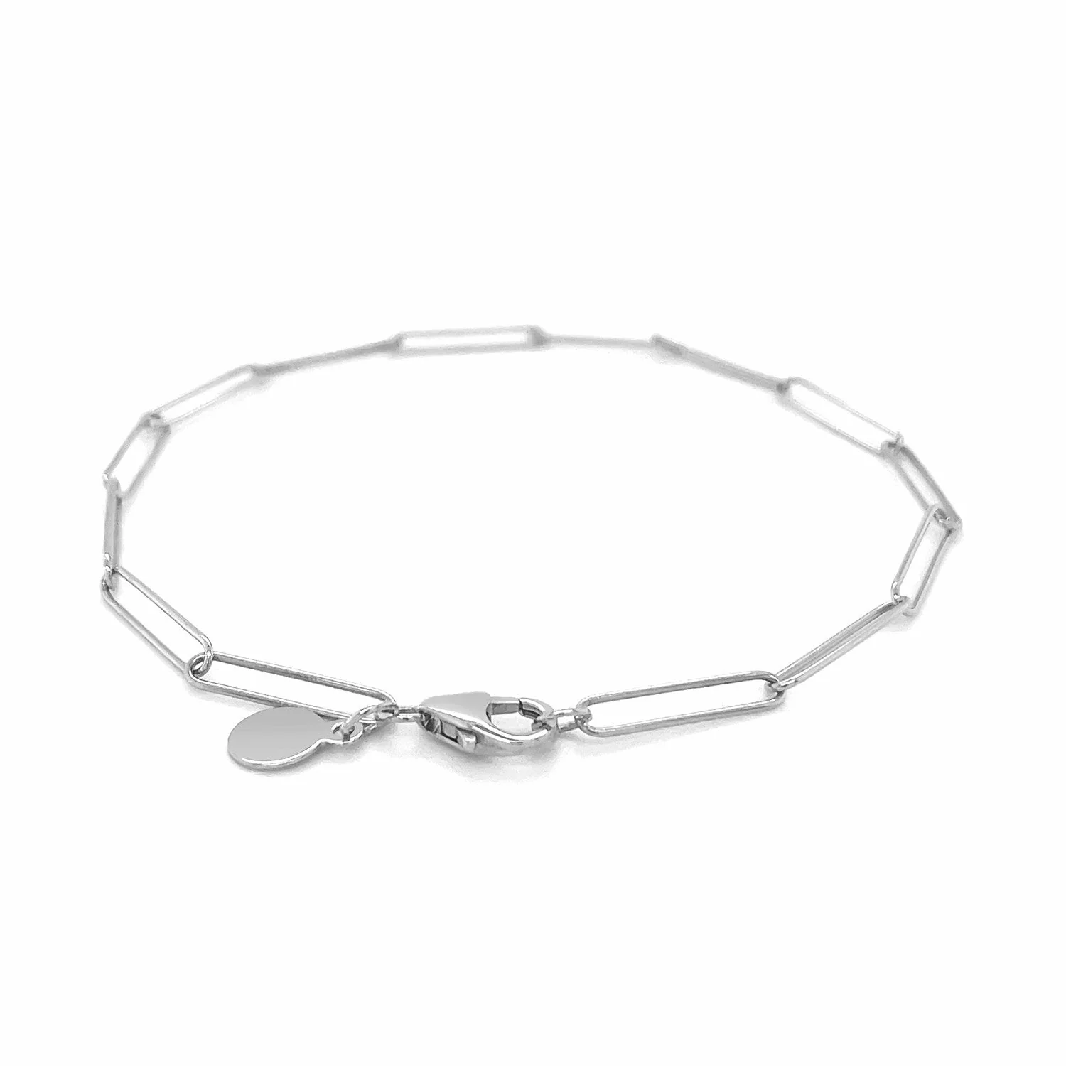 14k White Gold Wire Paperclip Bracelet (2.7mm) - Image 7