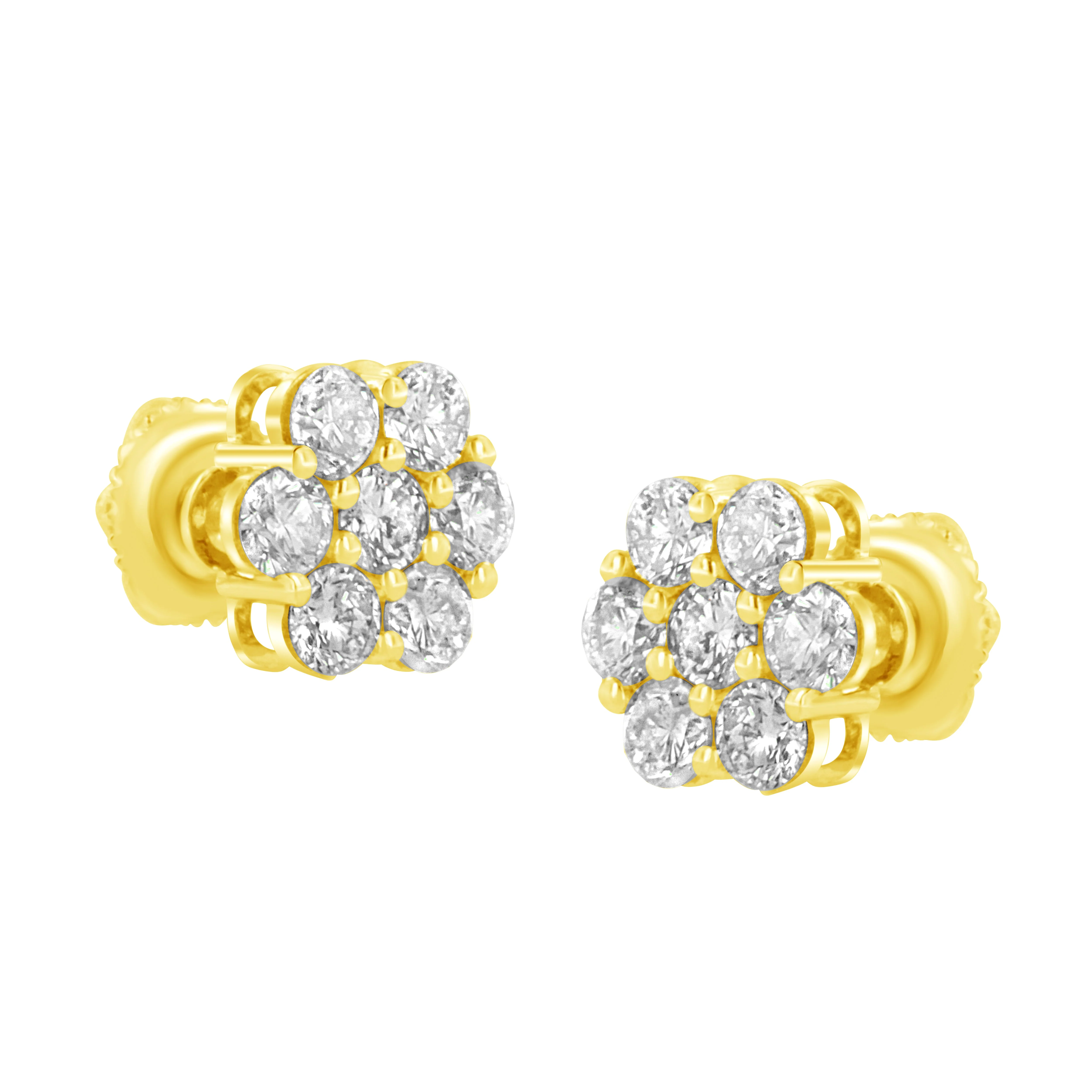 14K Yellow Gold 1.0 Cttw Diamond Flower Earring (J-K Color, I1-I2 Clarity) - Image 7