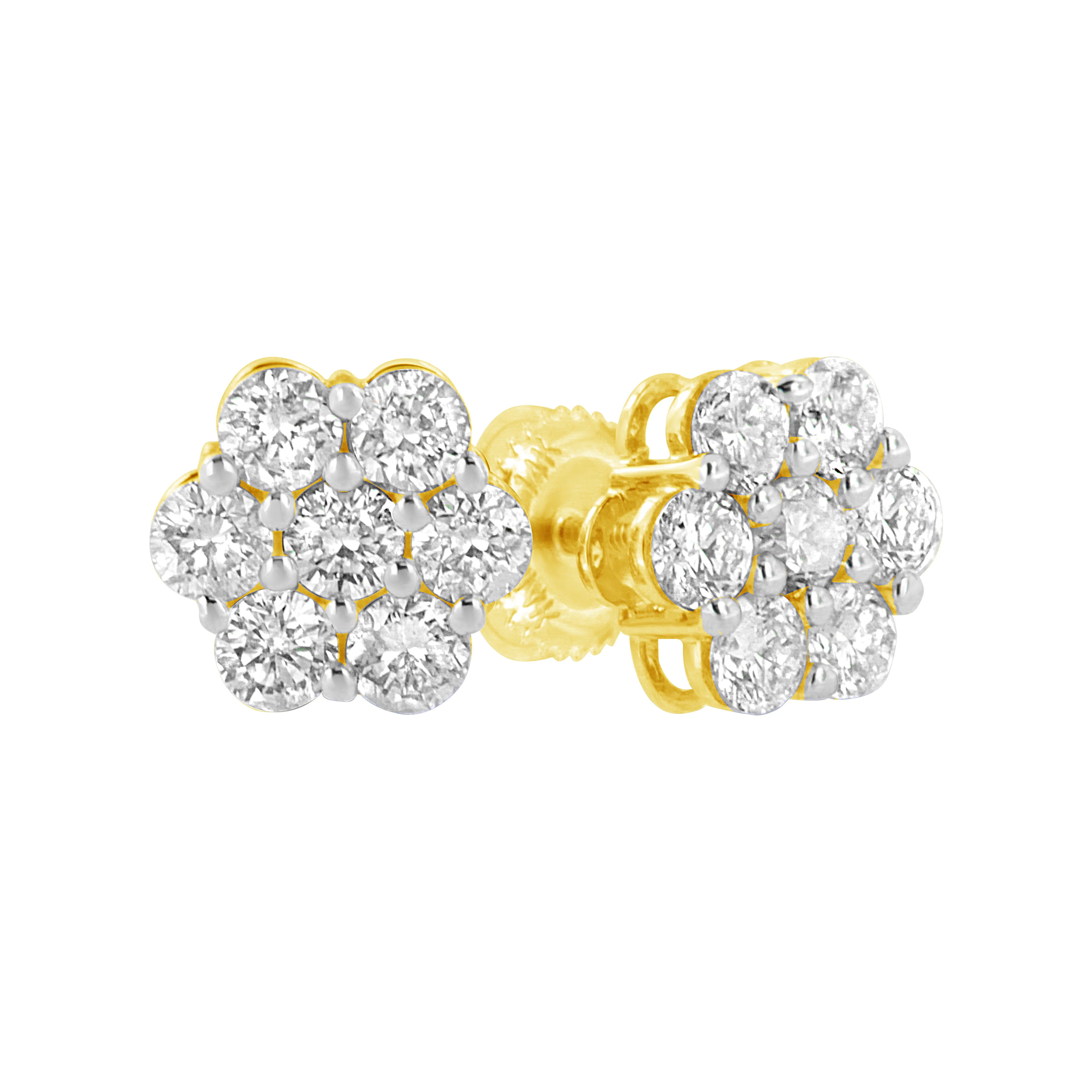 14K Yellow Gold 1.0 Cttw Diamond Flower Earring (J-K Color, I1-I2 Clarity) - Image 8