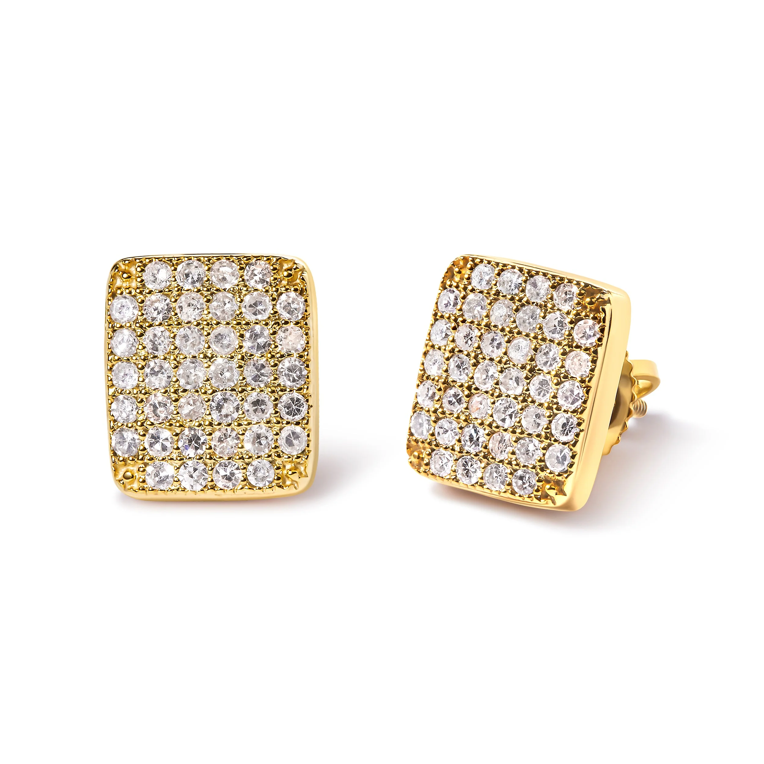 14K Yellow Gold 1/2 Cttw Diamond Square Shaped Composite Cluster Stud Earrings (I-J Color, I1-I2 Clarity) - Image 5