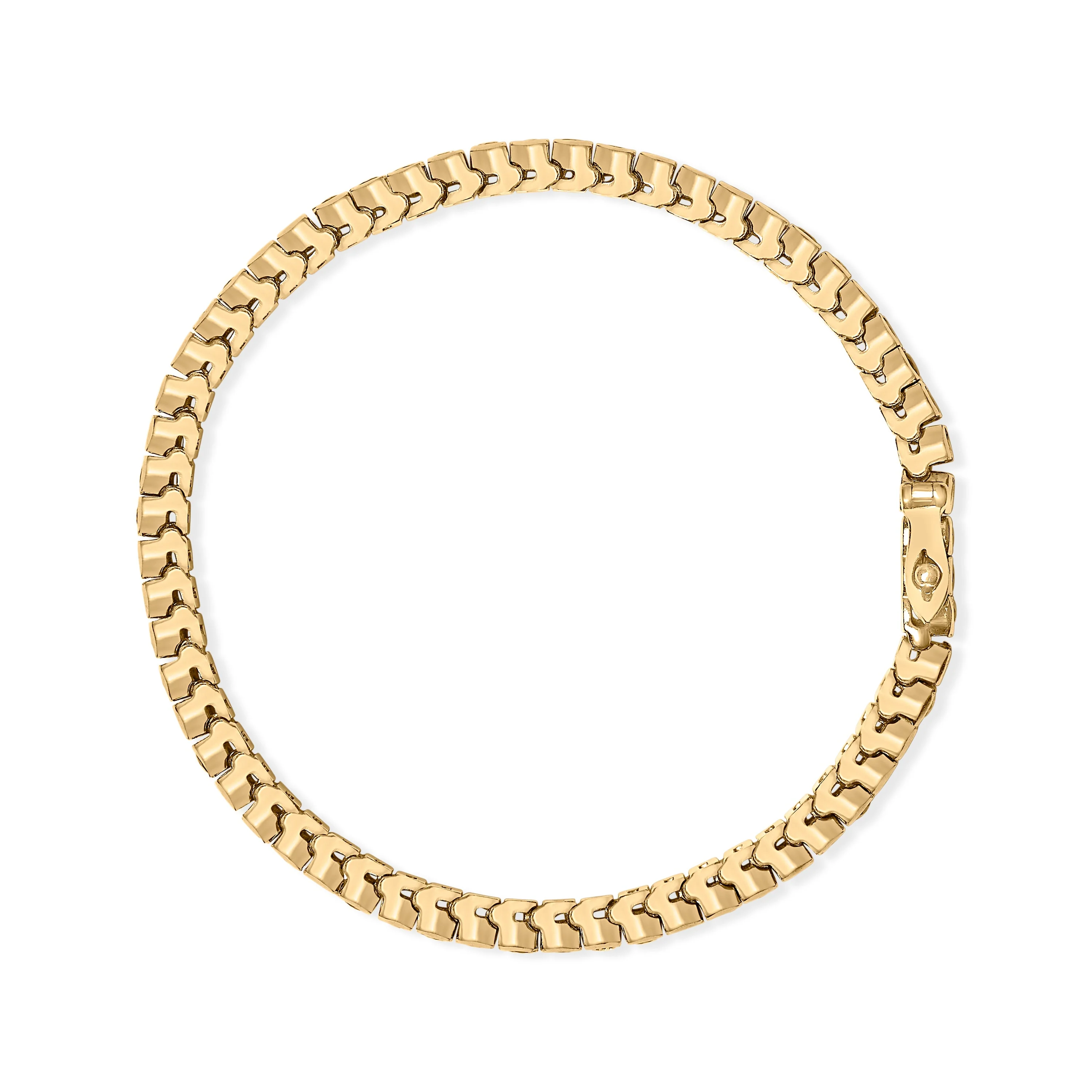 14K Yellow Gold 1 3/4 Cttw Diamond and 5.0 Cttw Blue Sapphire Bezel Set Tennis Bracelet (G-H Color, SI1-SI2 Clarity) - 7" Inches - Image 3