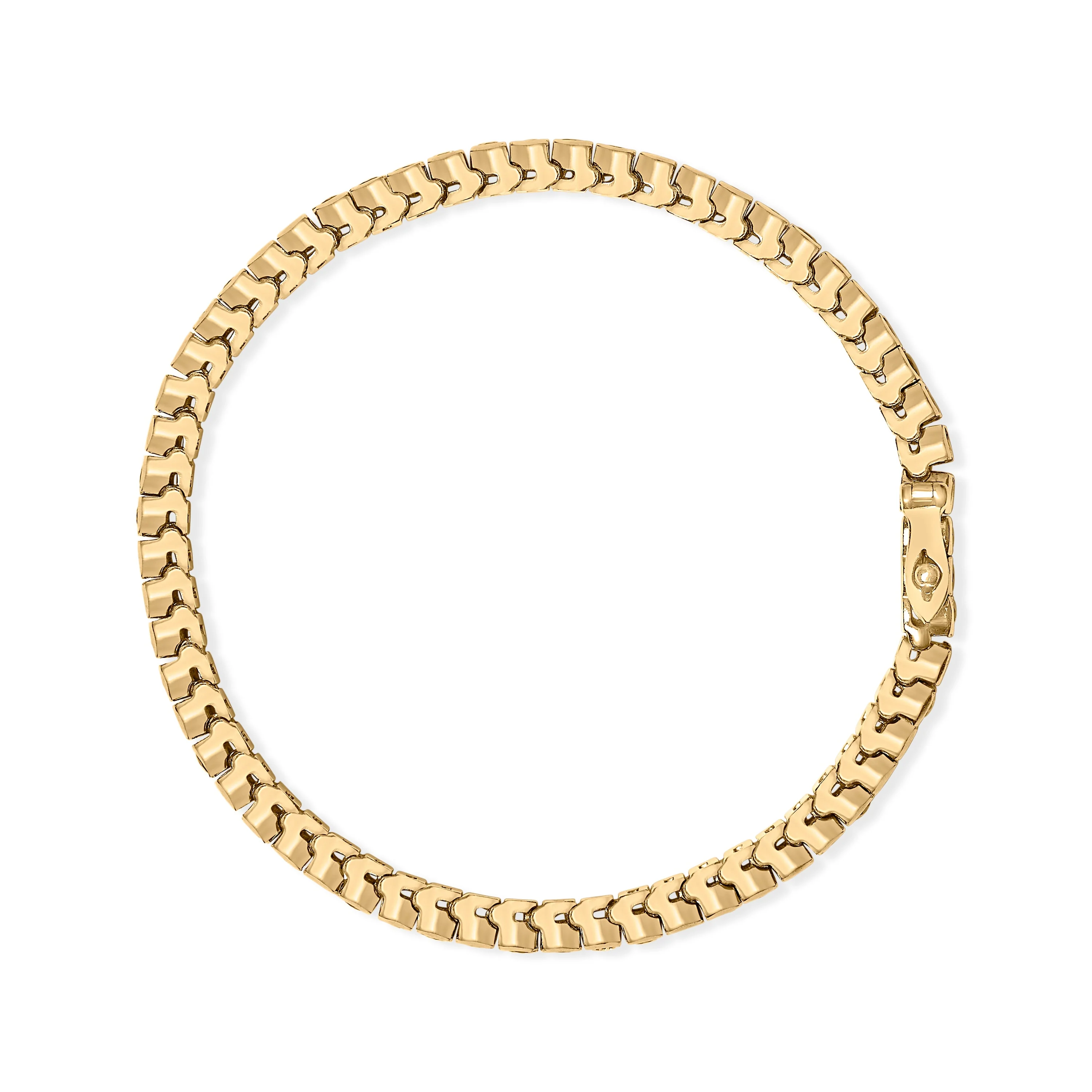 14K Yellow Gold 1 3/4 Cttw Diamond and 5.0 Cttw Blue Sapphire Bezel Set Tennis Bracelet (G-H Color, SI1-SI2 Clarity) - 7" Inches - Image 6