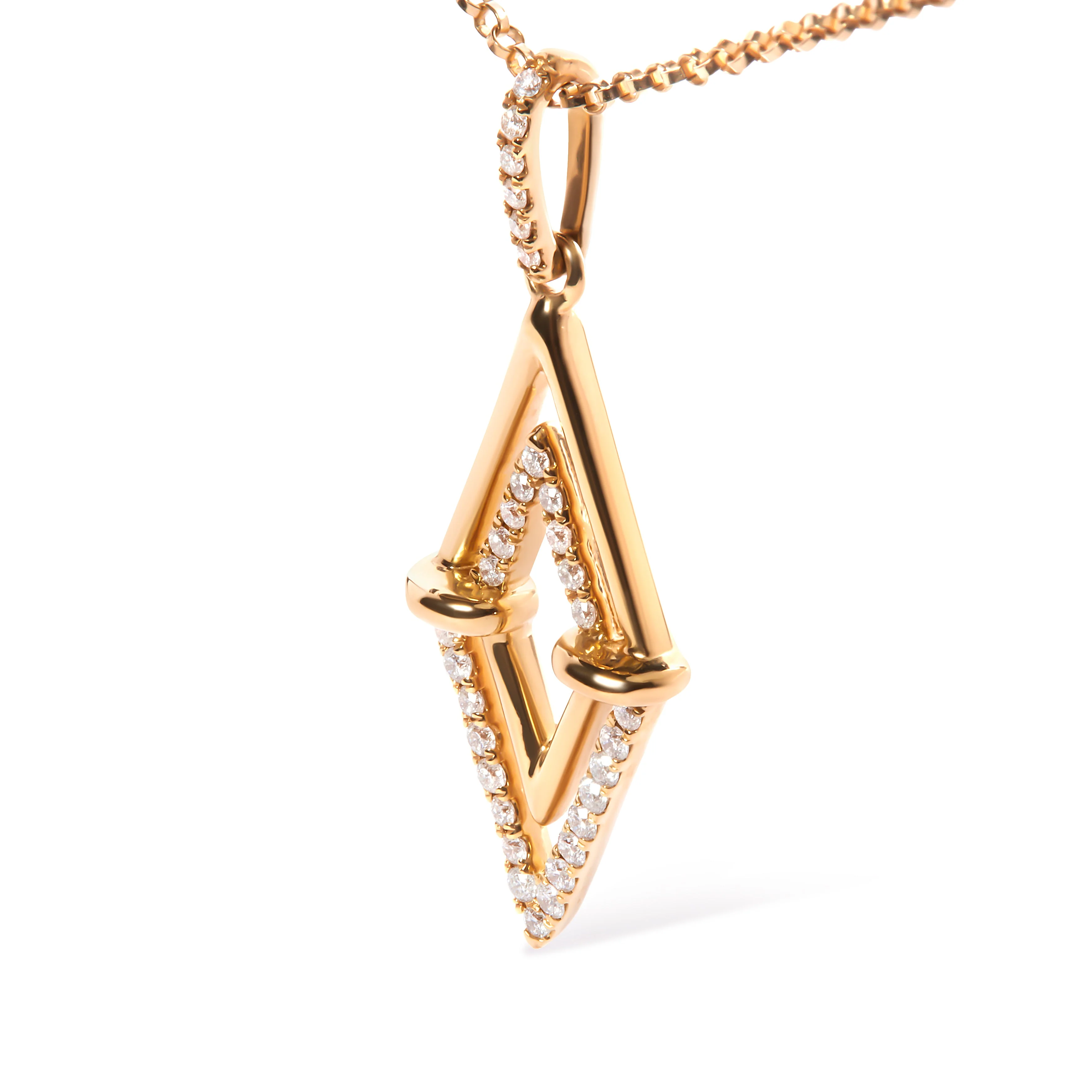 14K Yellow Gold 1/4 Cttw Diamond Double Triangle Geometric 18" Pendant Necklace (G-H Color, SI1-SI2 Clarity) - Image 6