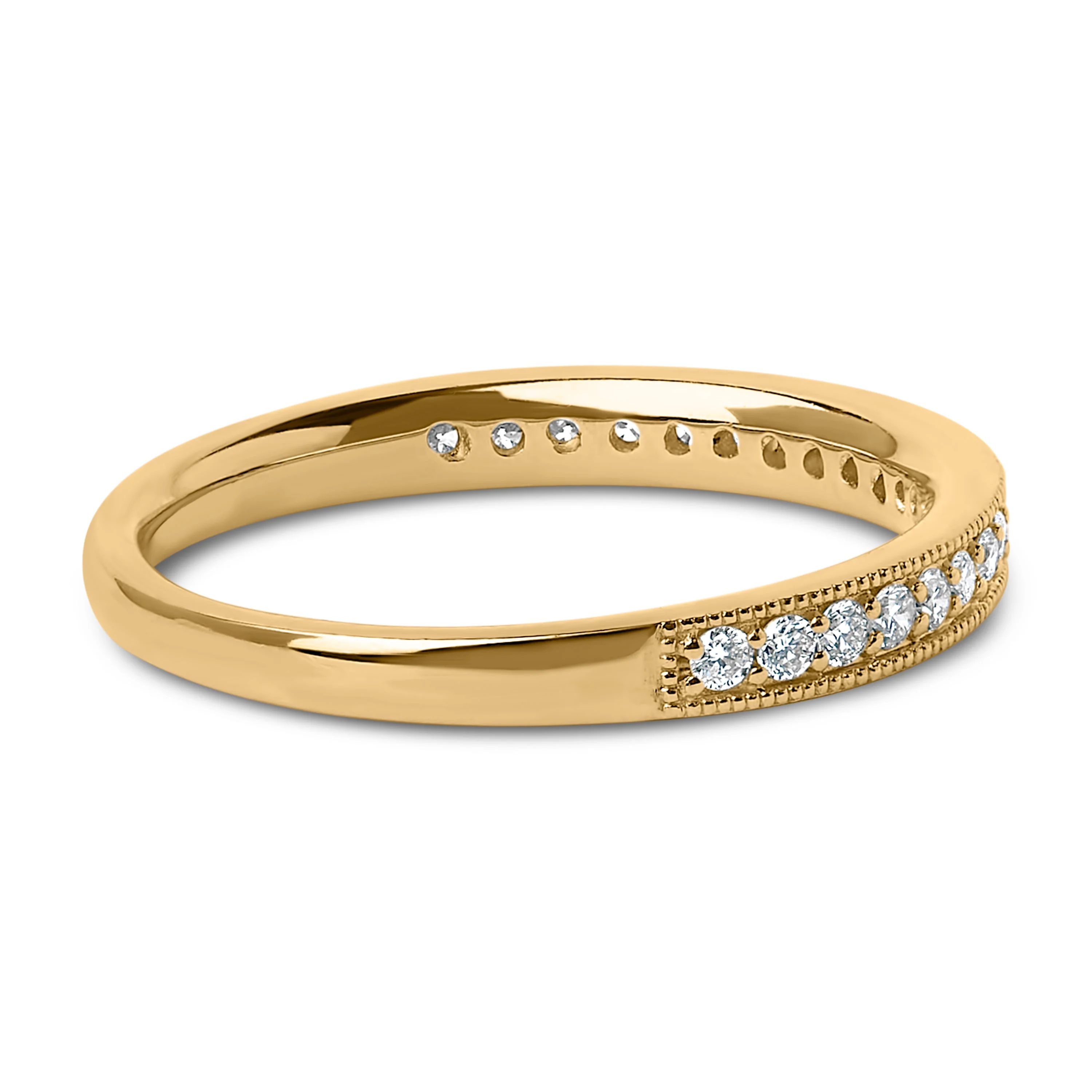 14K Yellow Gold 1/4 Cttw Round Diamond Milgrain Wedding Band (I-J Color, SI2-I1 Clarity) - Size 6.5 - Image 2