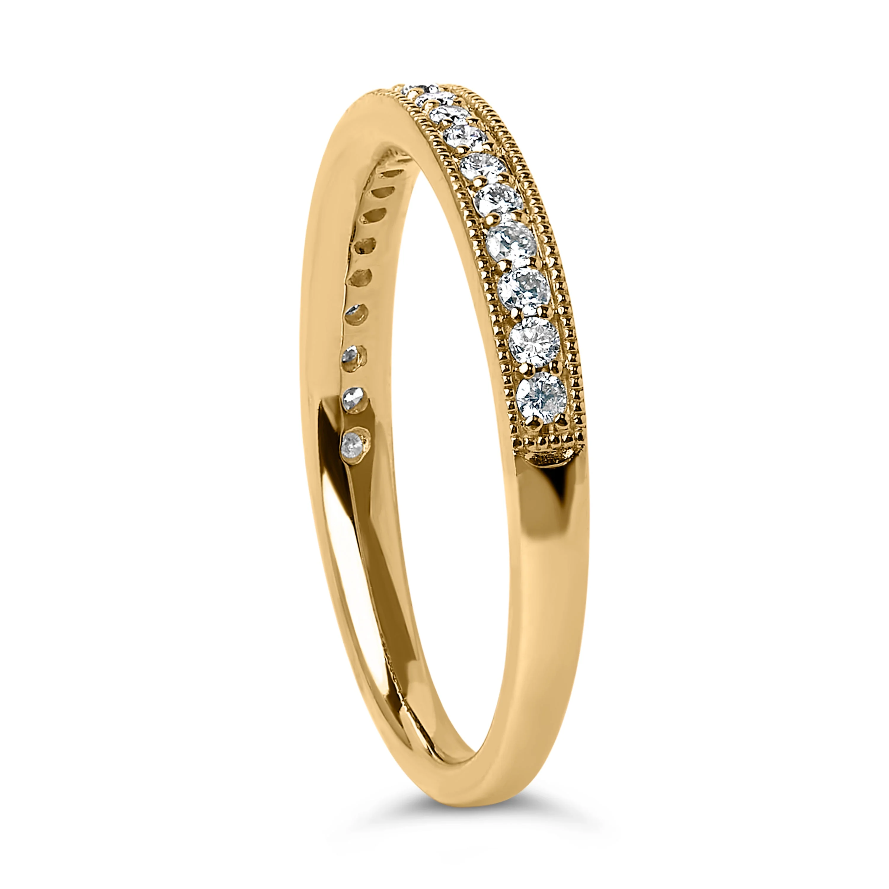 14K Yellow Gold 1/4 Cttw Round Diamond Milgrain Wedding Band (I-J Color, SI2-I1 Clarity) - Size 6.5 - Image 4