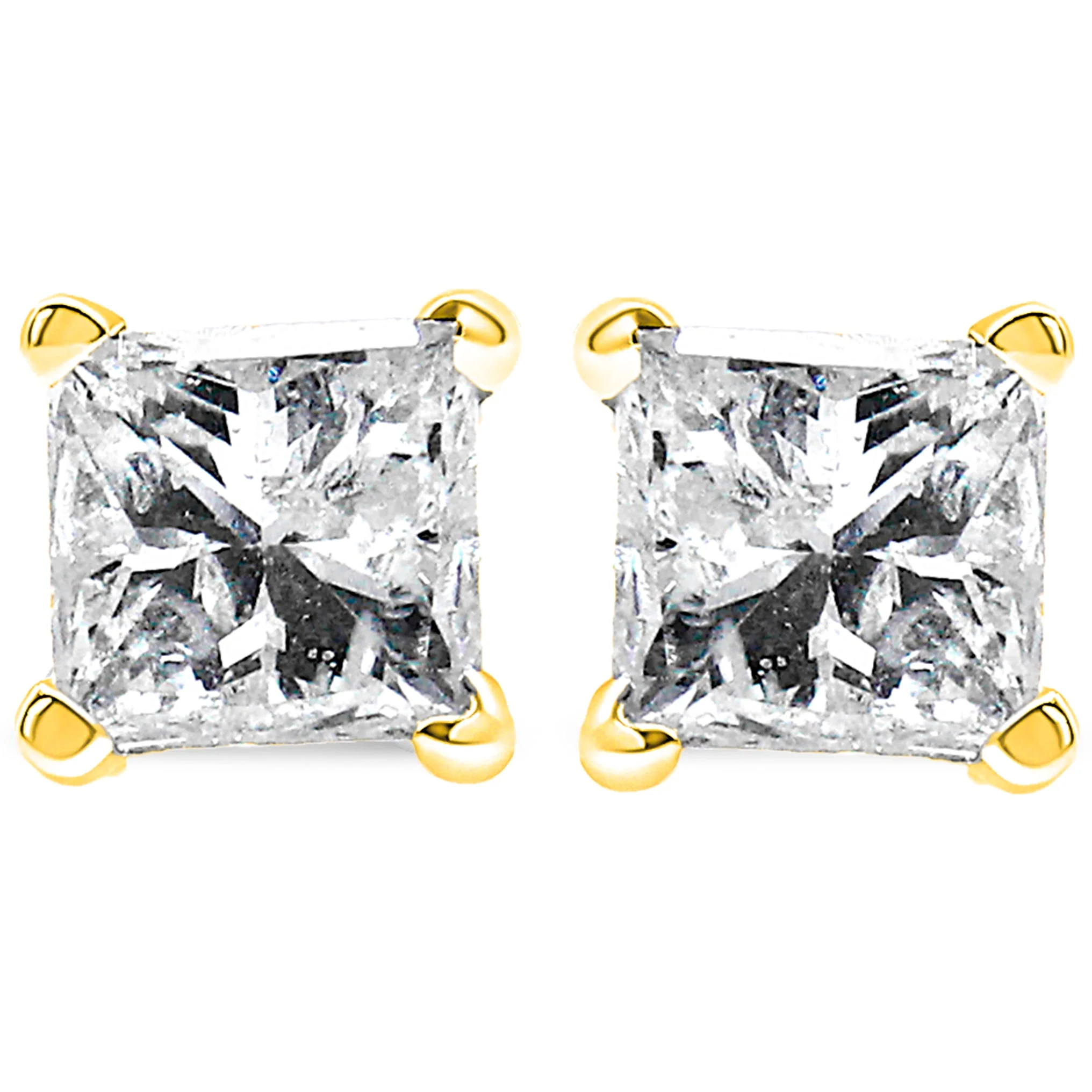 14K Yellow Gold 1/5 Cttw Princess-Cut Square Near Colorless Diamond Classic 4-Prong Solitaire Stud Earrings (I-J Color, I2-I3 Clarity) - Image 6