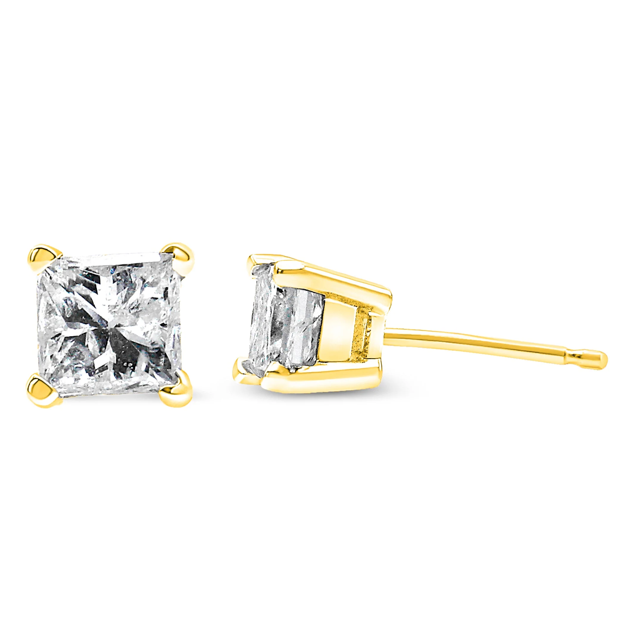 14K Yellow Gold 1/5 Cttw Princess-Cut Square Near Colorless Diamond Classic 4-Prong Solitaire Stud Earrings (I-J Color, I2-I3 Clarity) - Image 7
