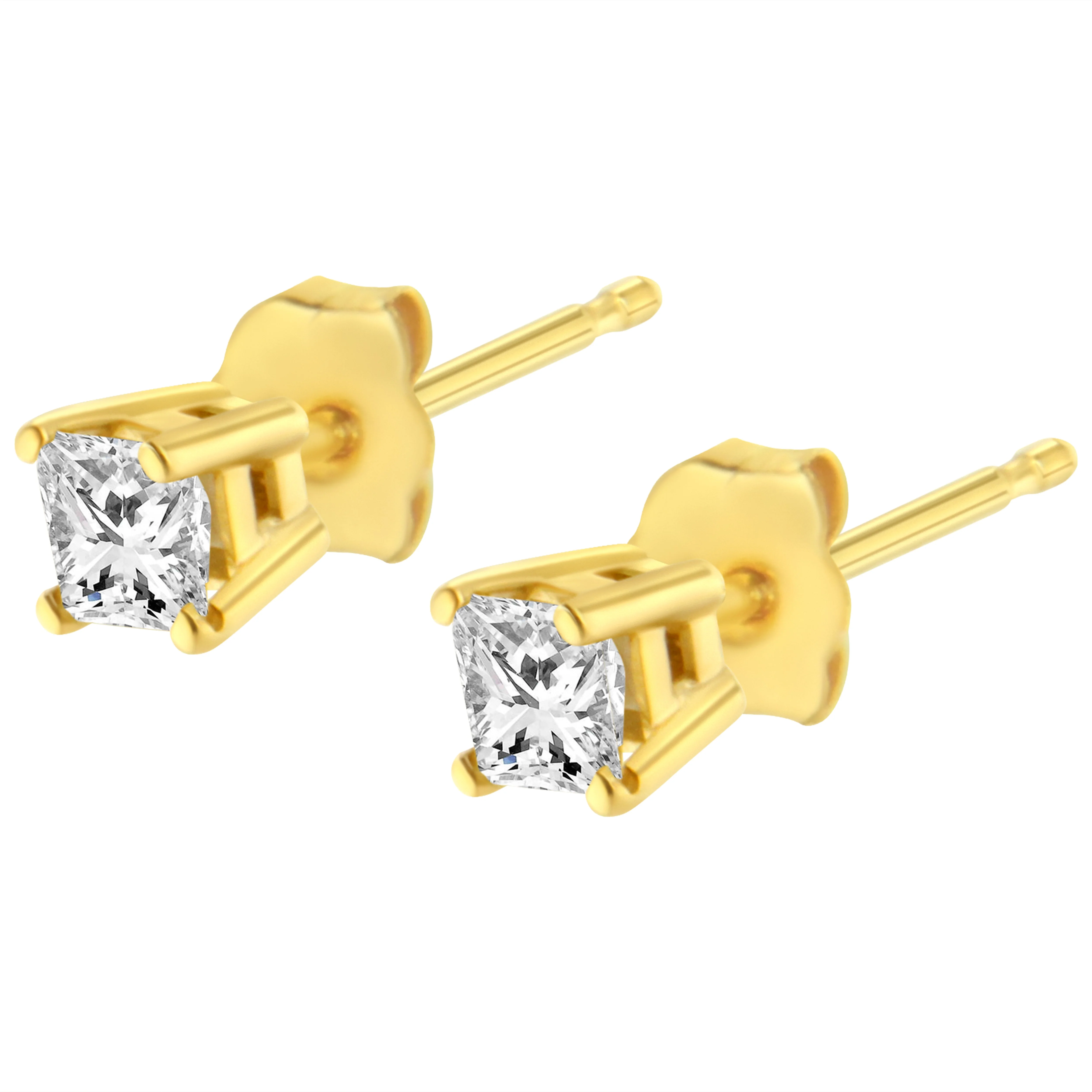 14K Yellow Gold 1/5 Cttw Princess-Cut Square Near Colorless Diamond Classic 4-Prong Solitaire Stud Earrings (I-J Color, I2-I3 Clarity) - Image 8