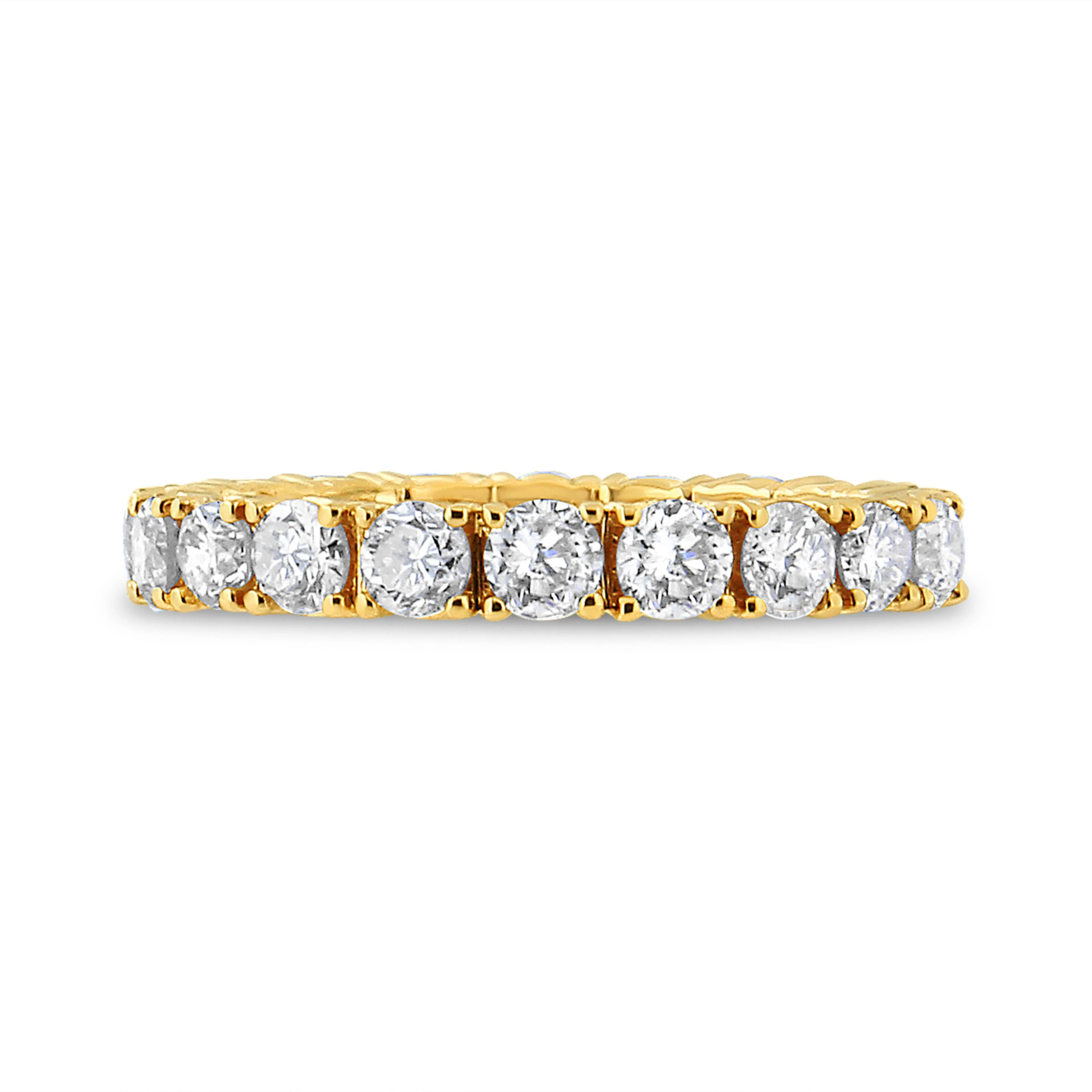 14K Yellow Gold 2.00 Cttw Shared Prong Set Round Cut Diamond Eternity Band (J-K Color, VS1-VS2 Clarity) - Ring Size 6.75 - Image 2