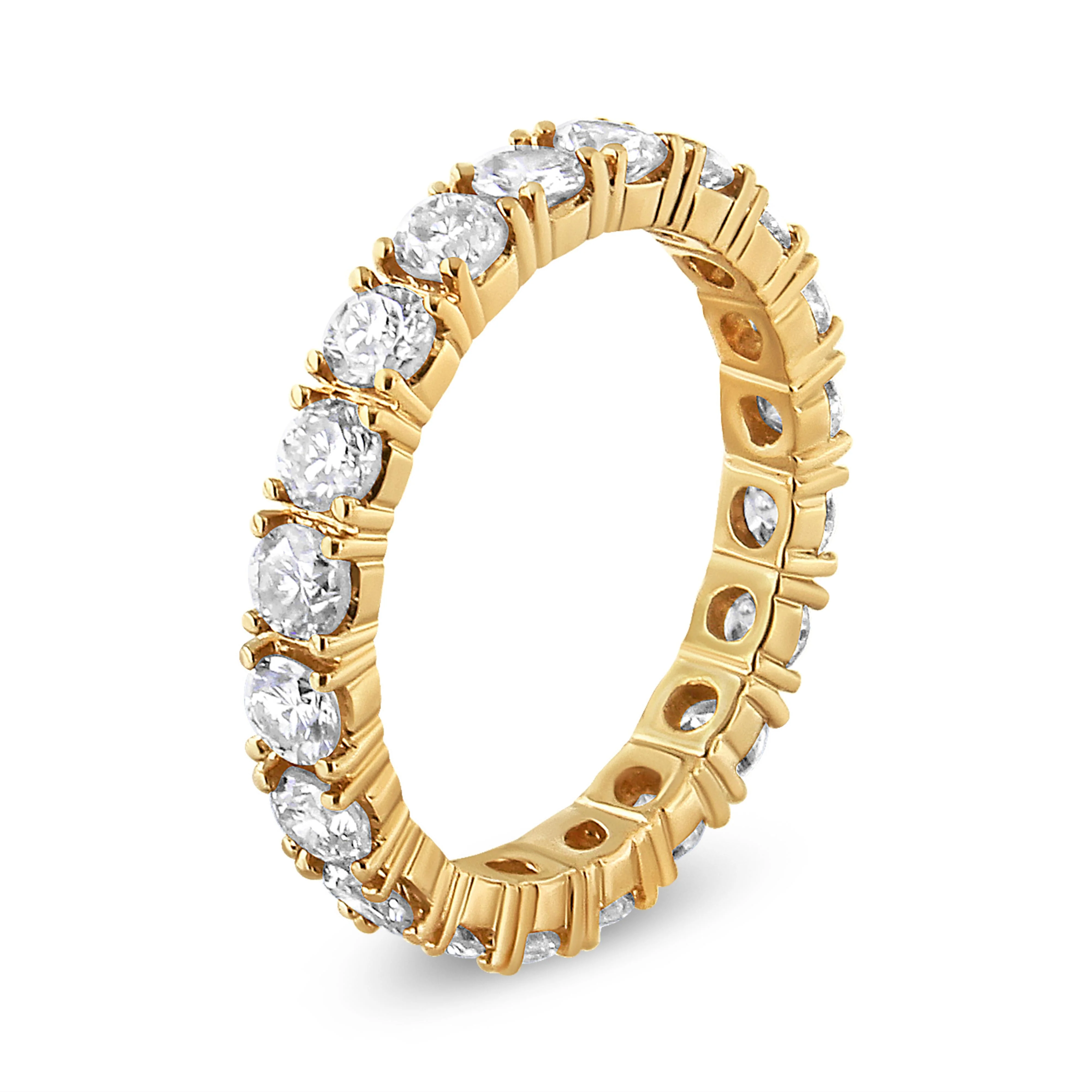 14K Yellow Gold 2.00 Cttw Shared Prong Set Round Cut Diamond Eternity Band (J-K Color, VS1-VS2 Clarity) - Ring Size 6.75 - Image 3