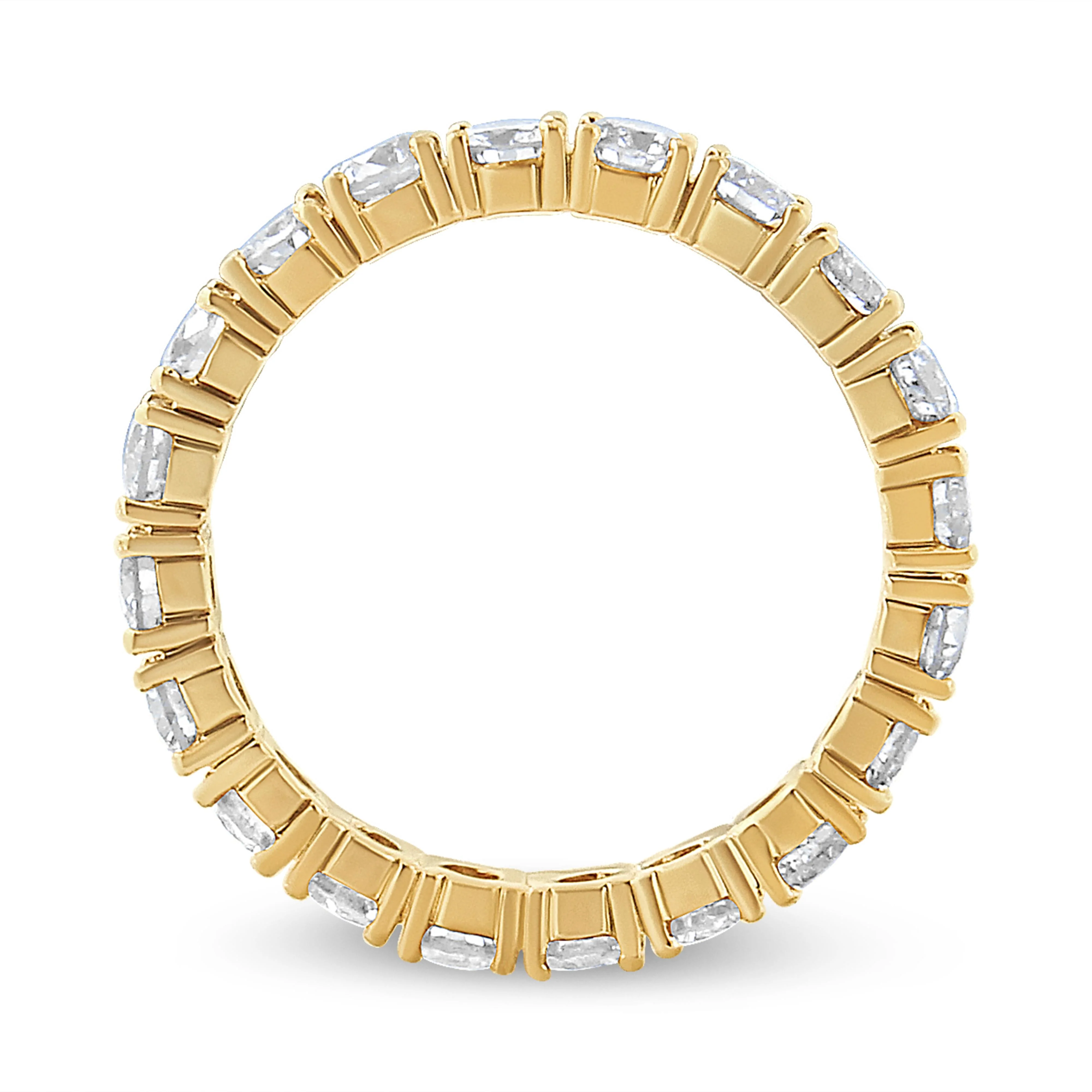 14K Yellow Gold 2.00 Cttw Shared Prong Set Round Cut Diamond Eternity Band (J-K Color, VS1-VS2 Clarity) - Ring Size 6.75 - Image 4